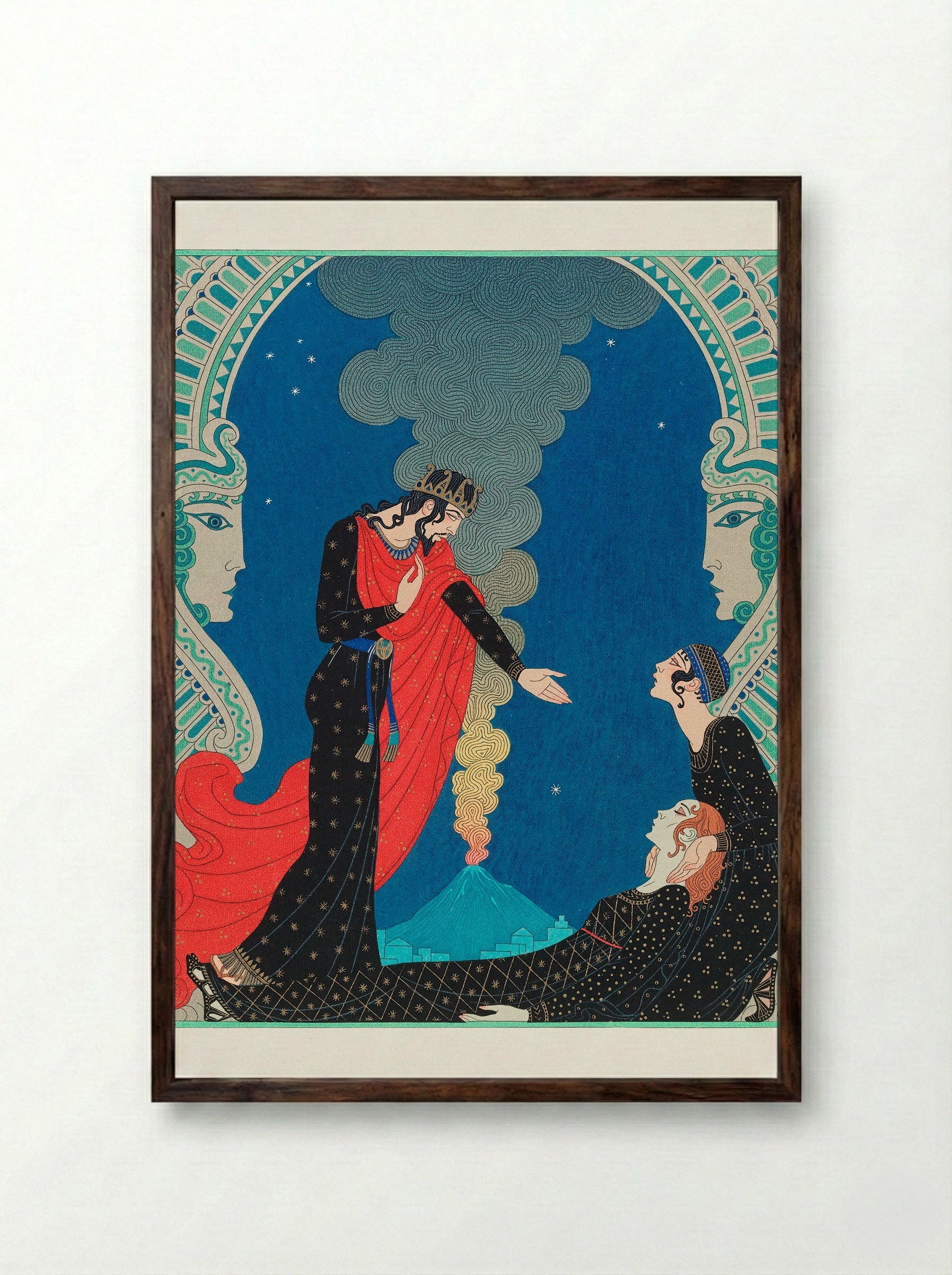 Empedocles and Panthea - George Barbier - Framed Print Dark Wood