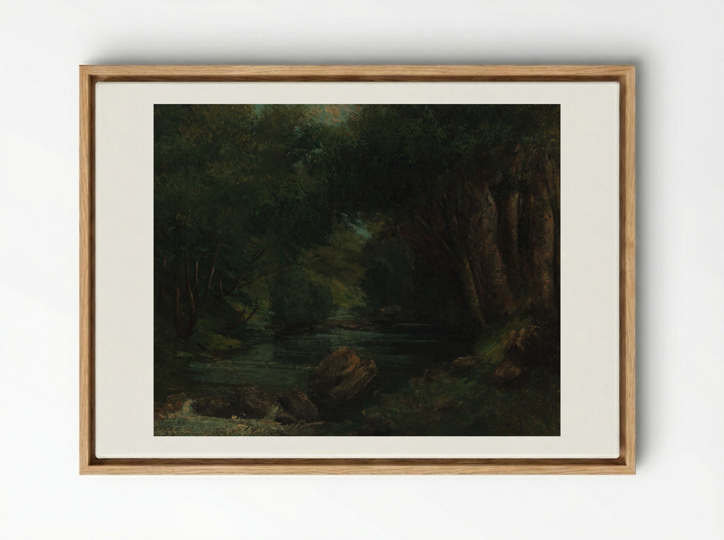 A Brook in the Forest - Gustave Courbet - Framed Canvas Wood