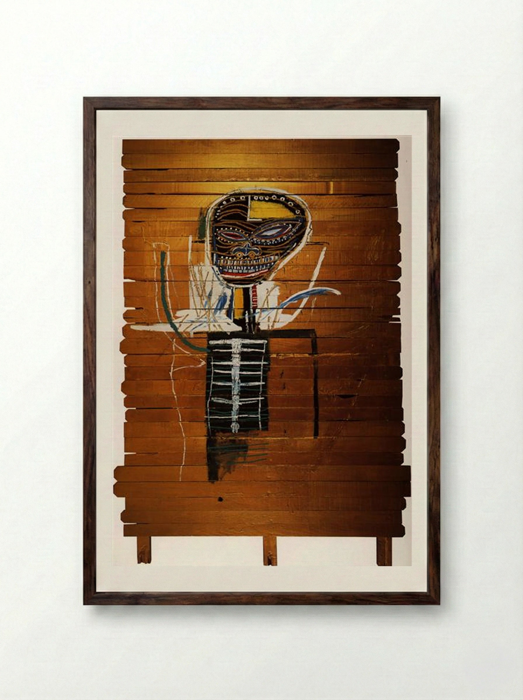 Gold Griot - Jean-Michel Basquiat - Framed Print Dark Wood