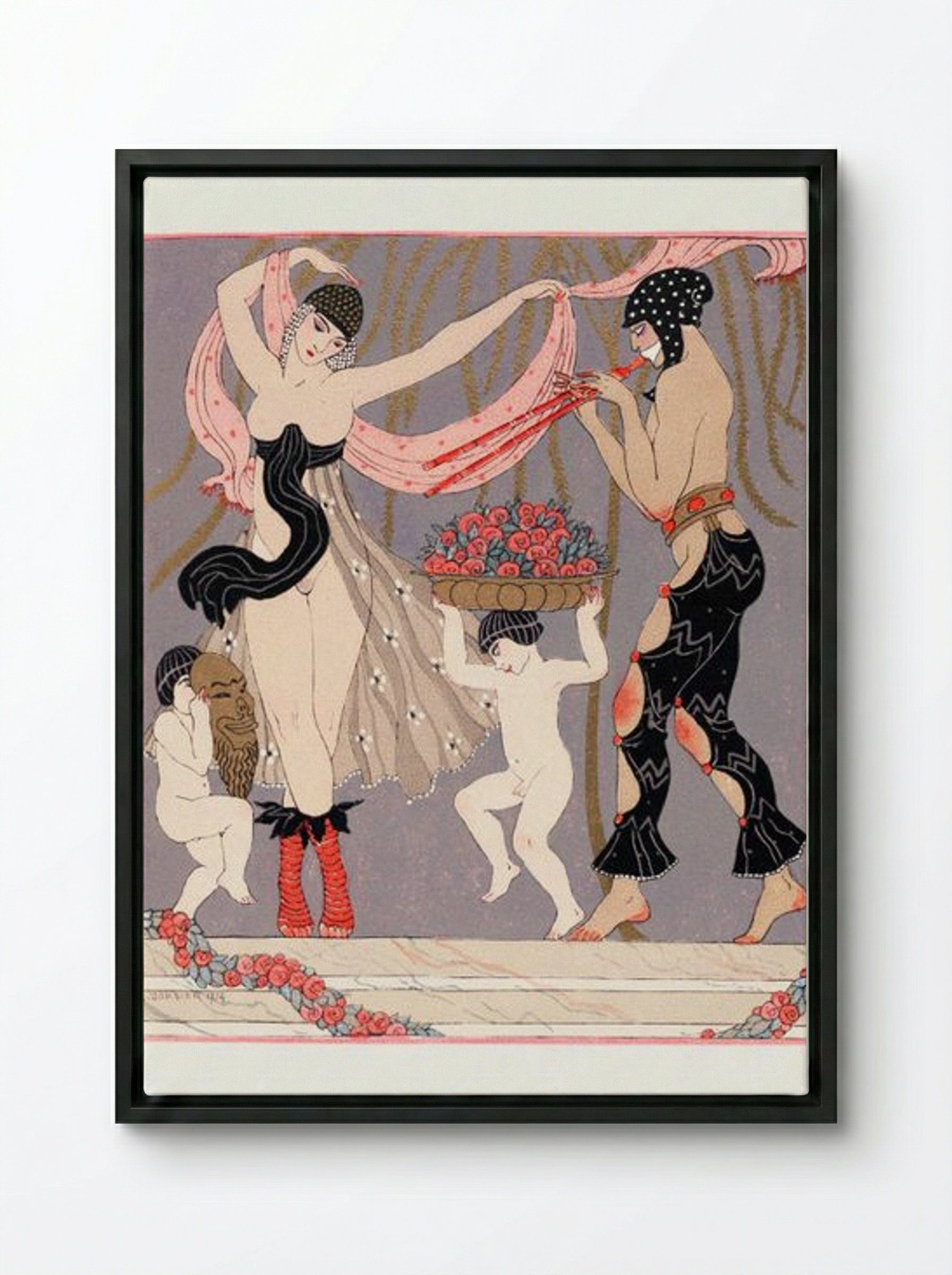 The Dance of the Flowers - George Barbier - Framed Canvas Black