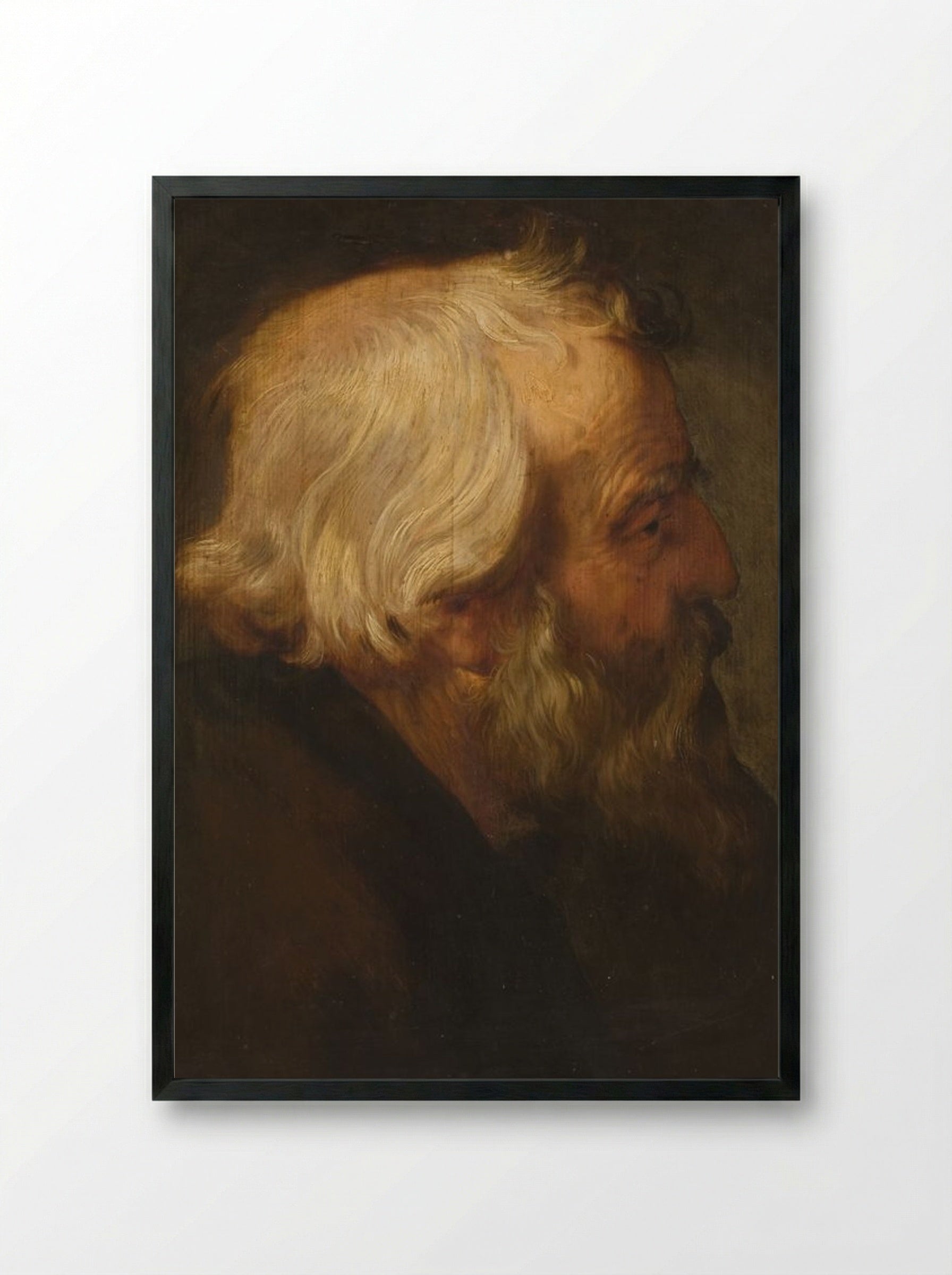 Head of Saint Peter - Peter Paul Rubens - Framed Print Black