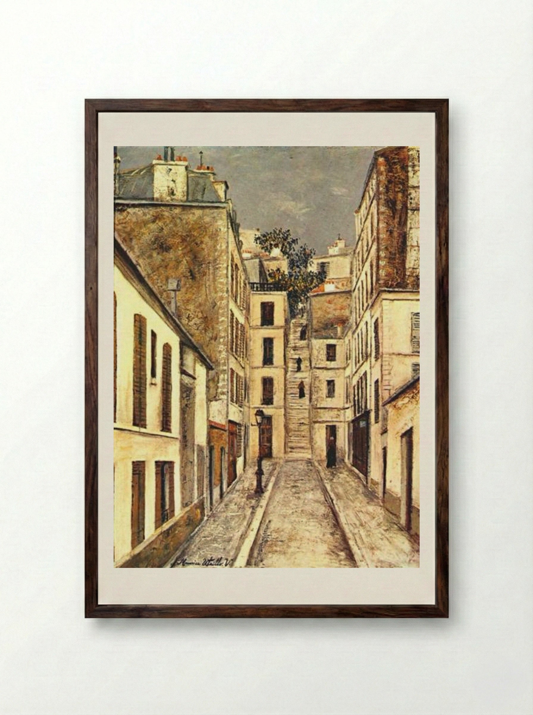 The Passage (The Dead End) - Maurice Utrillo - Framed Print Dark Wood