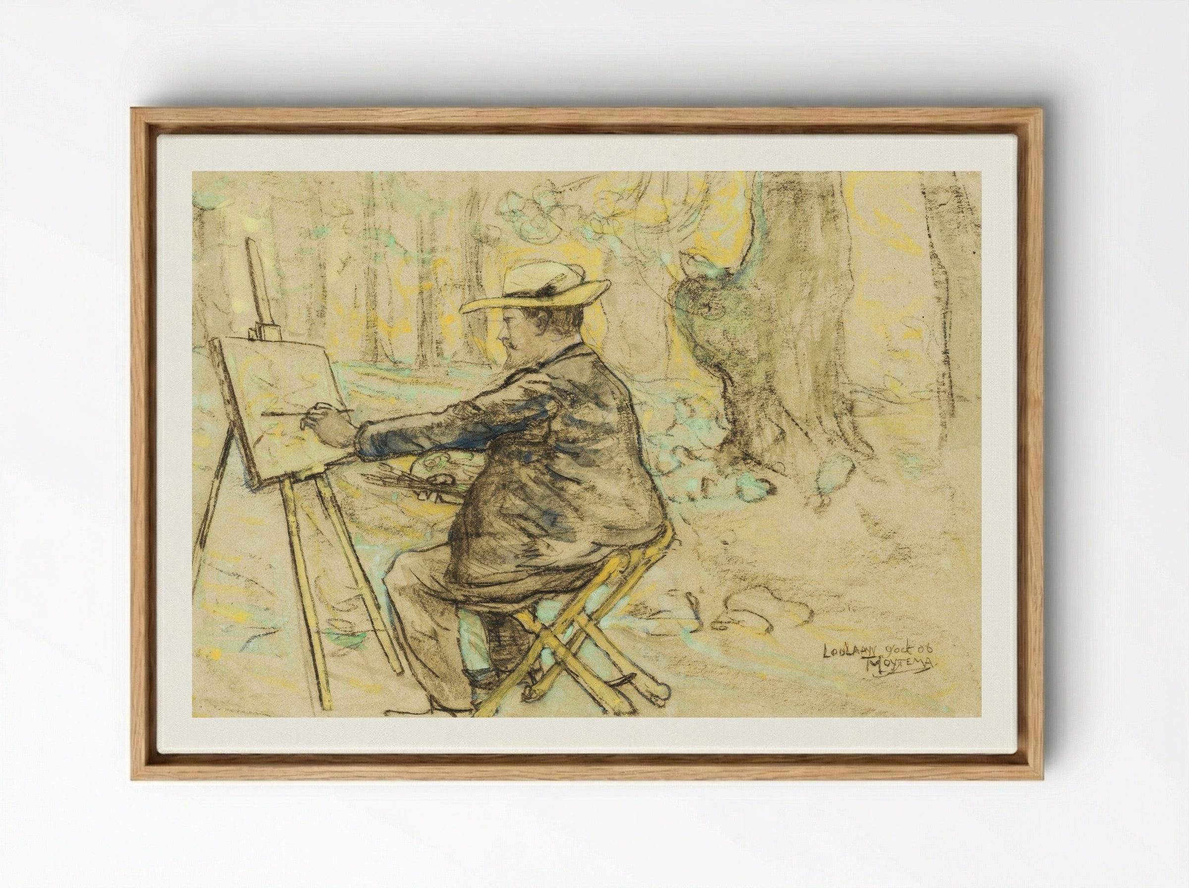 Portret van Henricus, schilderend in de Loolaan te Den Haag - Theodorus van Hoytema - Framed Canvas Wood