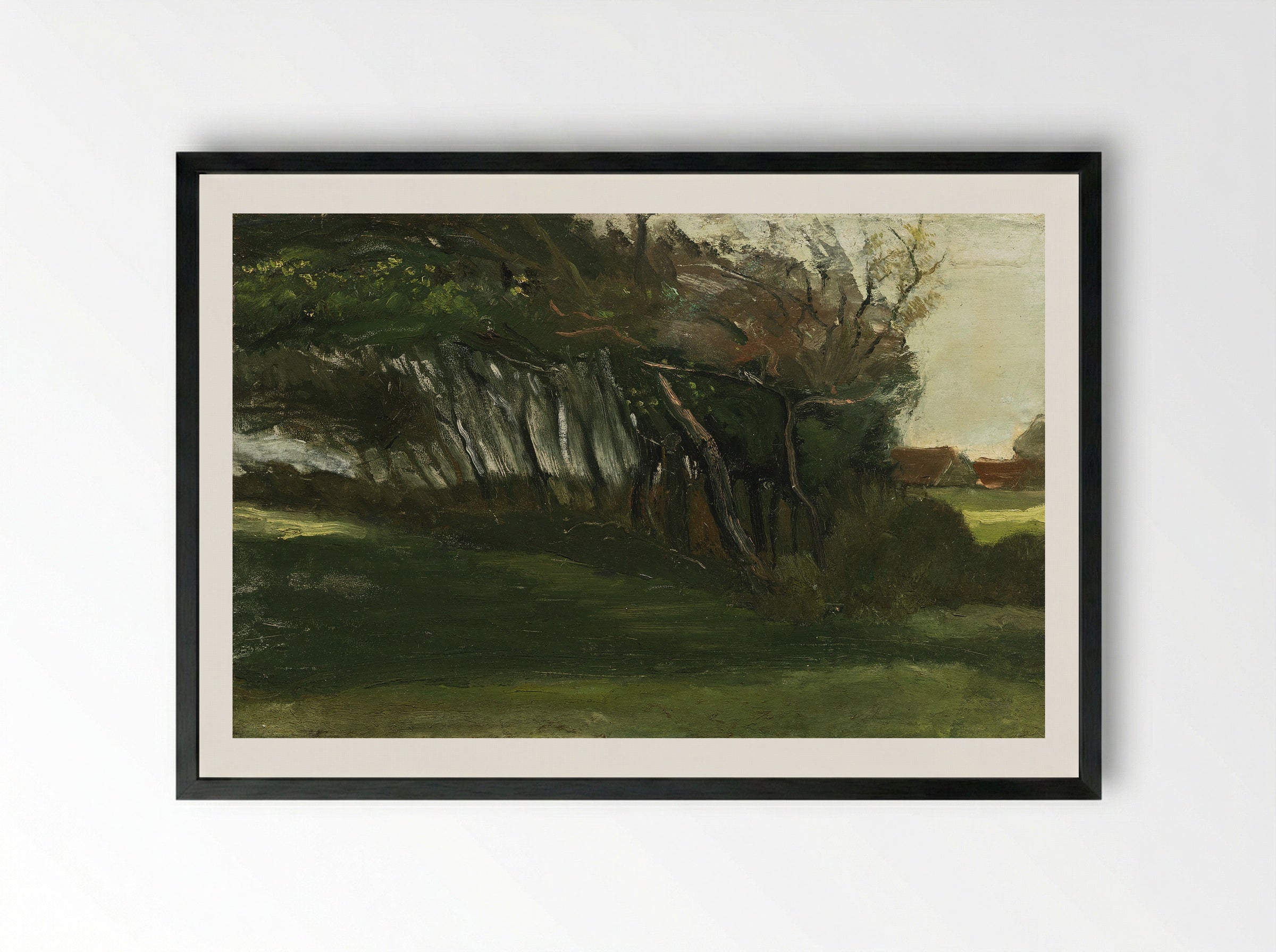 Landscape with Windswept Trees - Fine Art Print - Framed Print Black