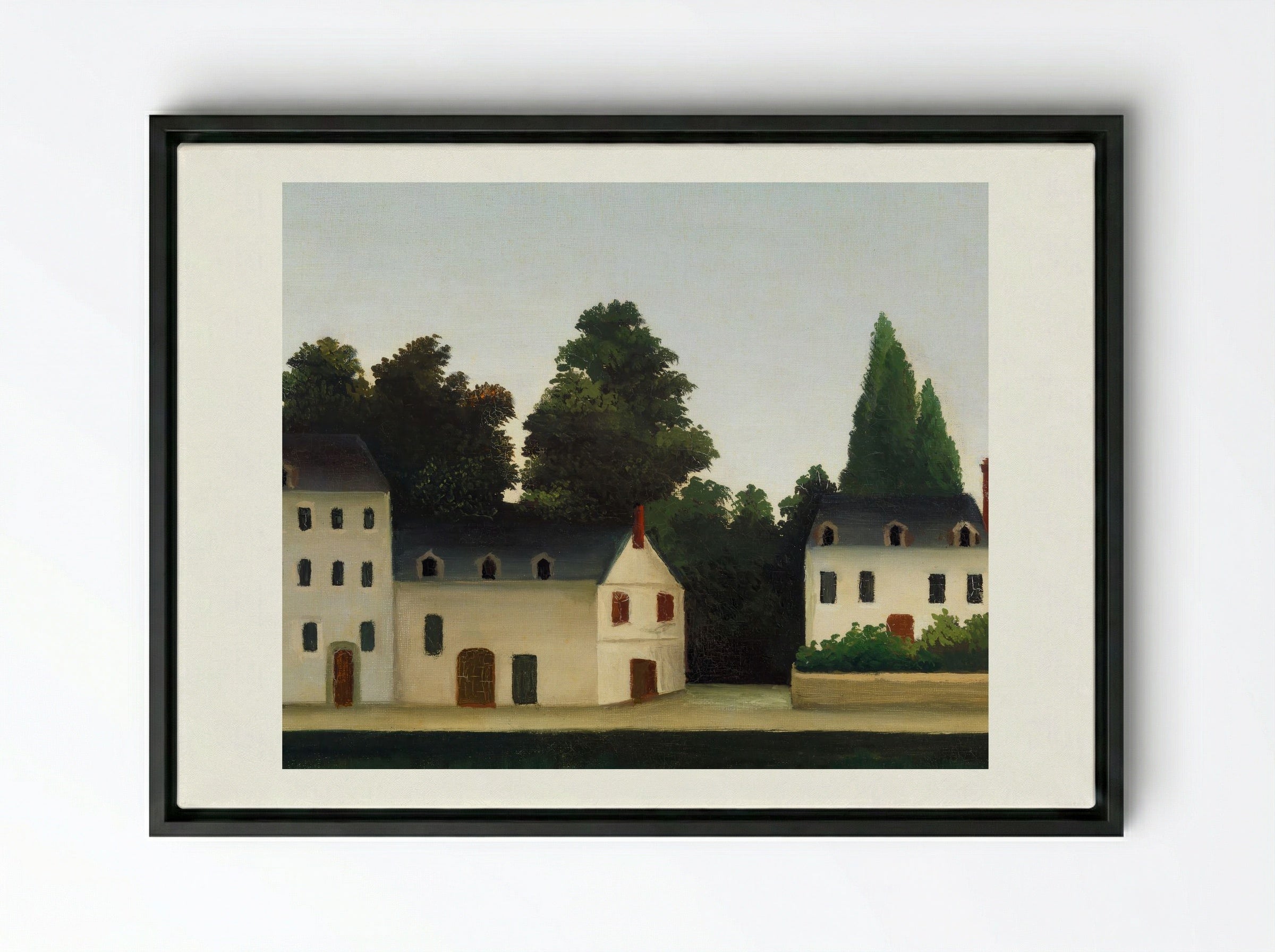 Landscape and Four Fishermen - Henri Rousseau - Framed Canvas Black