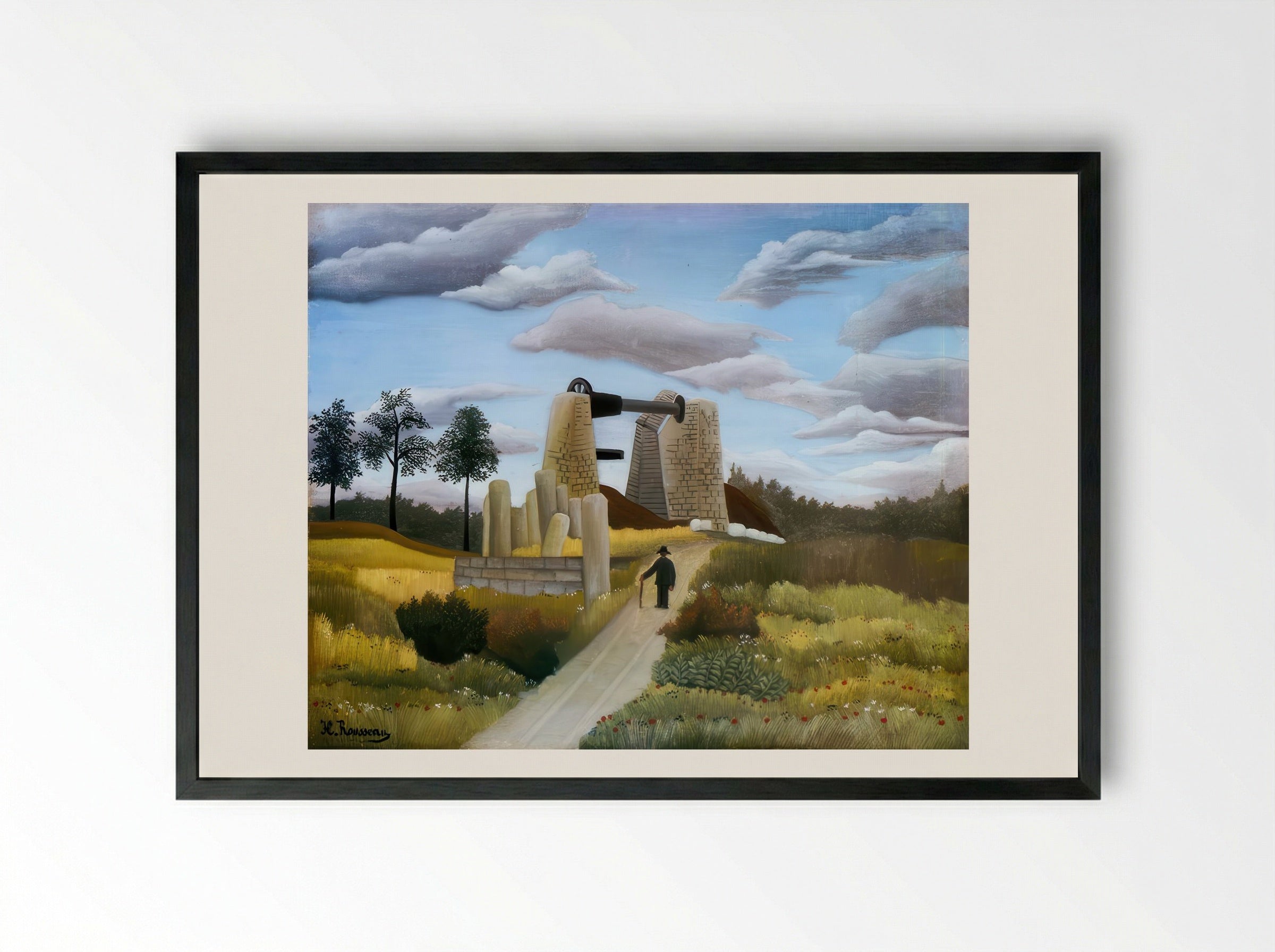 The Quarry by Henri Rousseau – Naïve Art Industrial Landscape Print - Framed Print Black