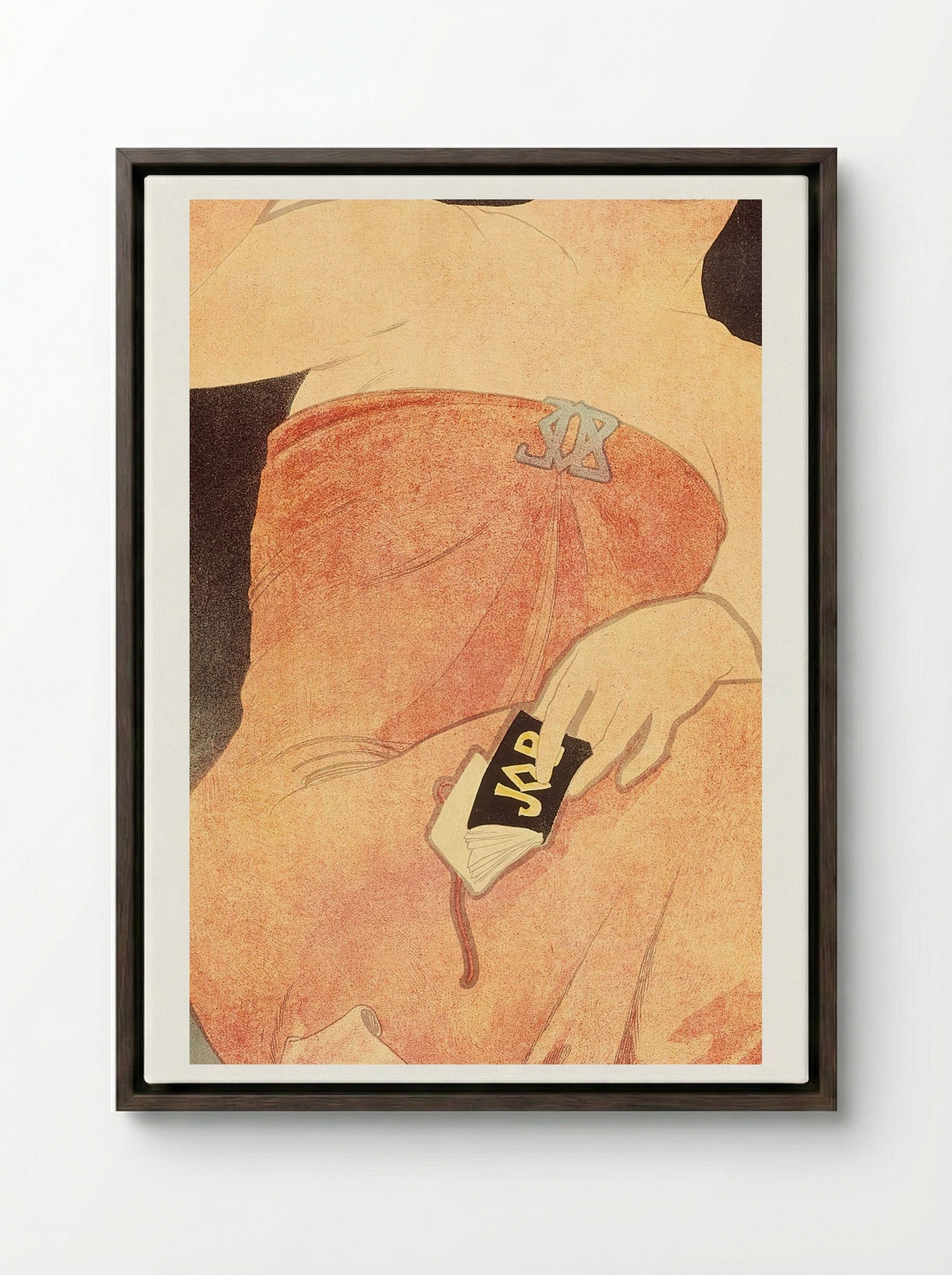 Job Cigarette Advertisement - Alphonse Mucha - Framed Canvas Dark Wood