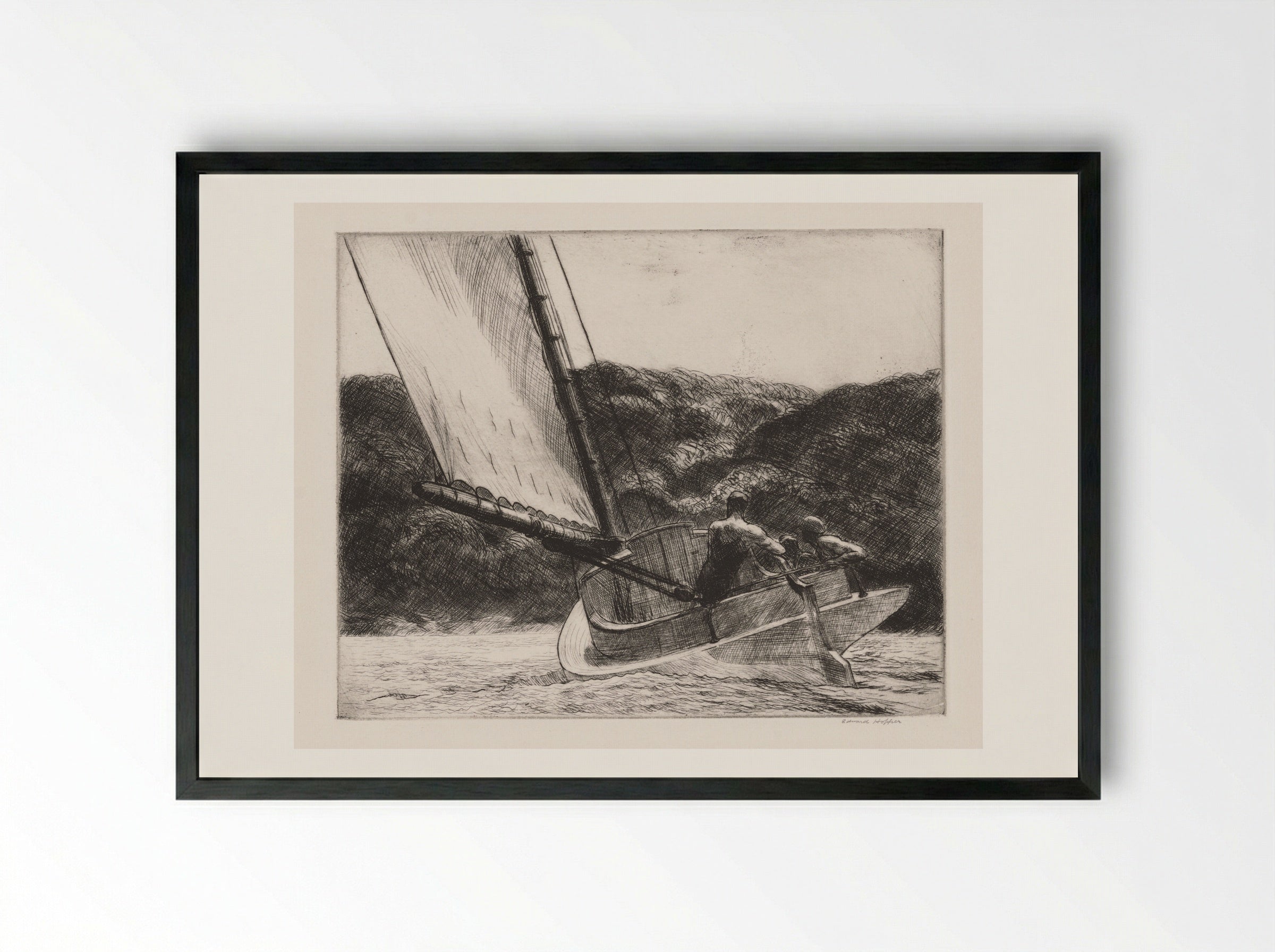 The Cat Boat - Edward Hopper - Framed Print Black