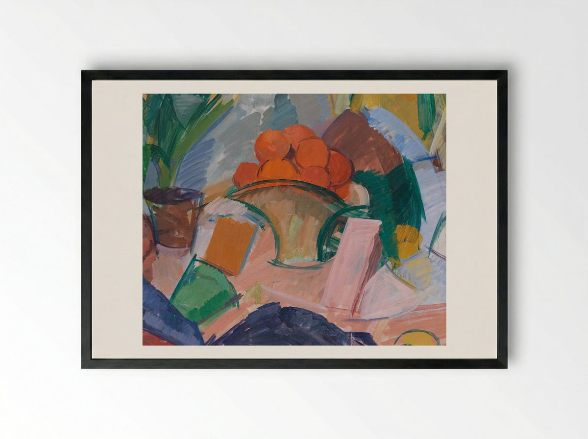 Still Life with Oranges in a Basket - Edvard Weie - Framed Print Black