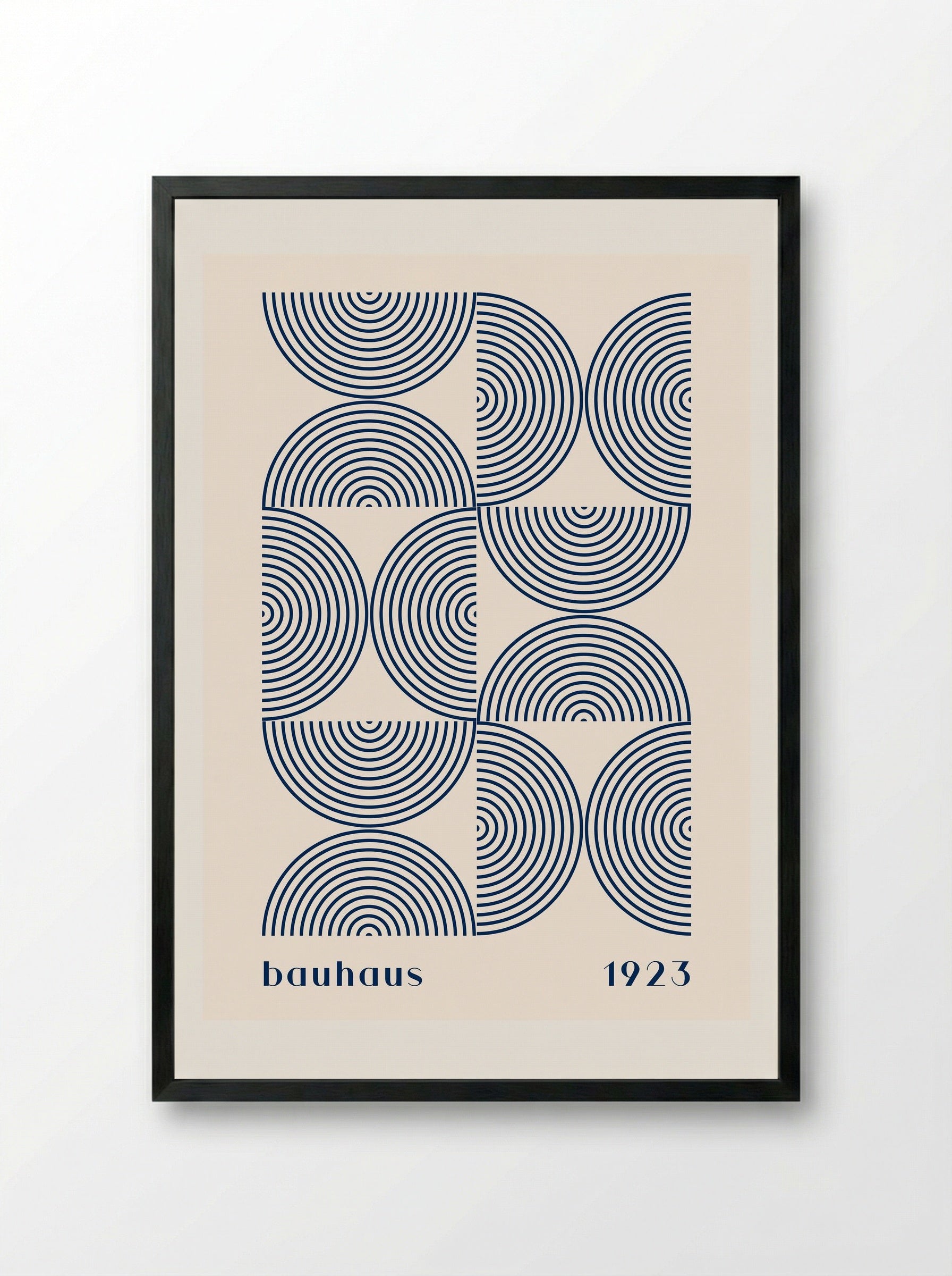 Bauhaus Navy Half-Circles 1923 - Framed Print Black