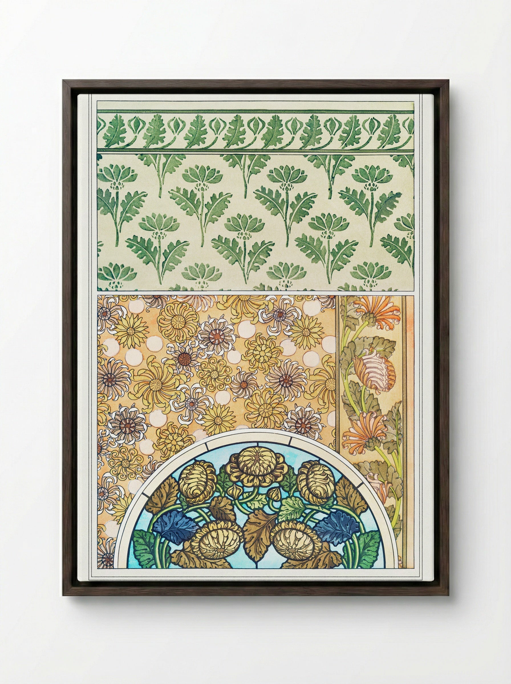 Chrysanthème (Chrysanthemum) from La Plante et ses Applications ornementales - Maurice Pillard Verneuil - Framed Canvas Dark Wood
