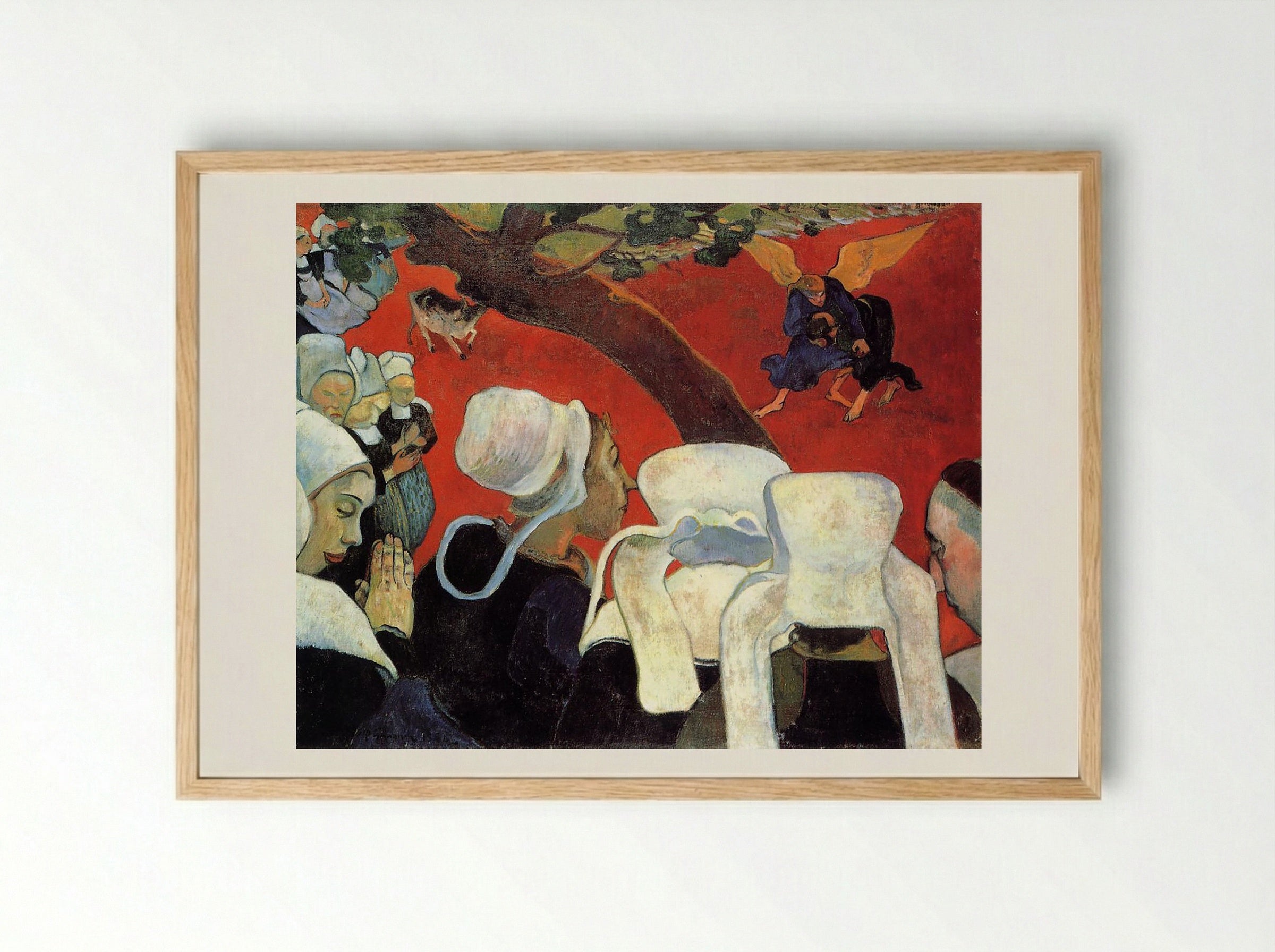 The Vision After the Sermon (Jacob Wrestling with the Angel) - Paul Gauguin - Framed Print Wood