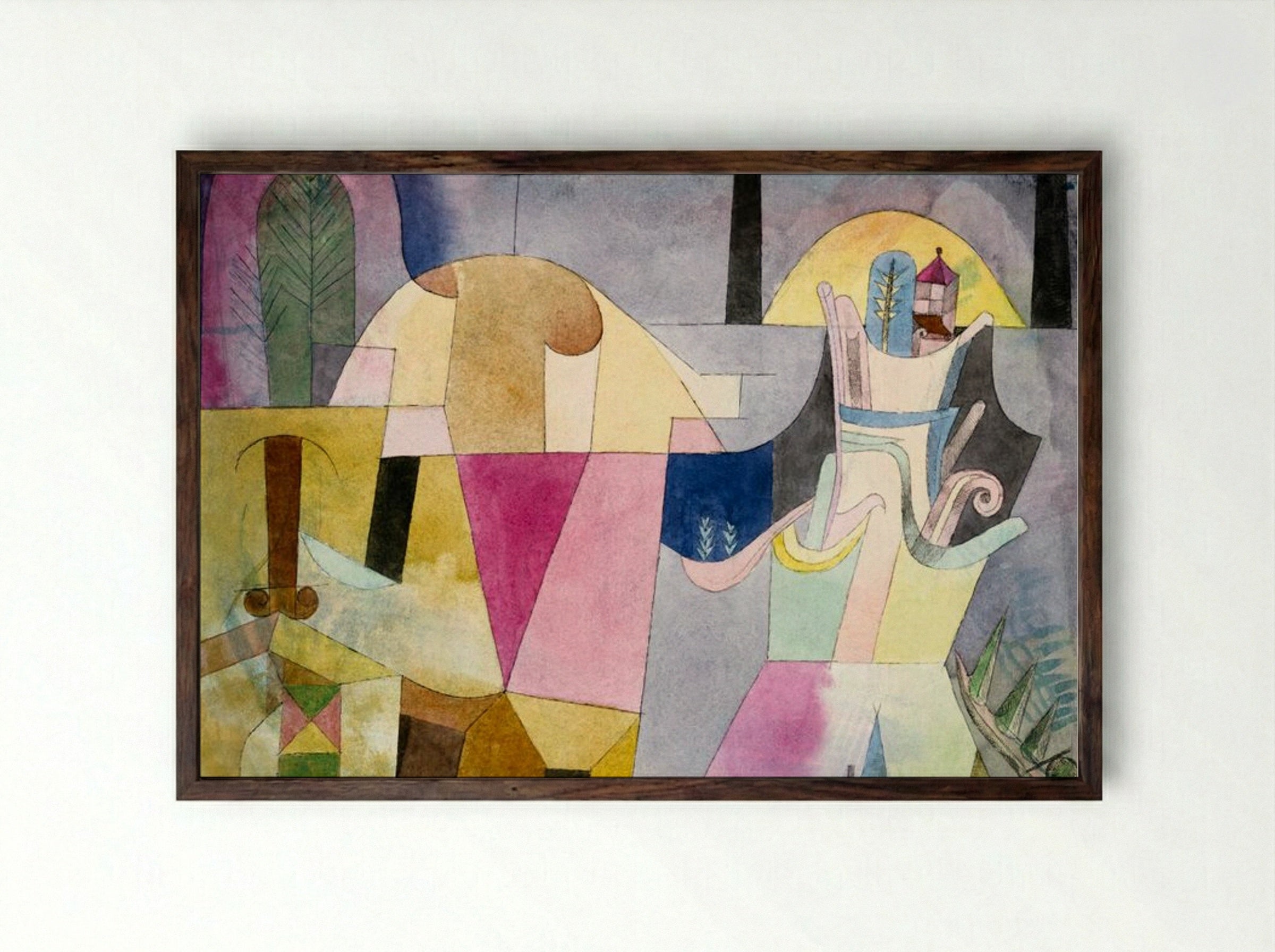 Black Columns in a Landscape - Paul Klee - Framed Print Dark Wood