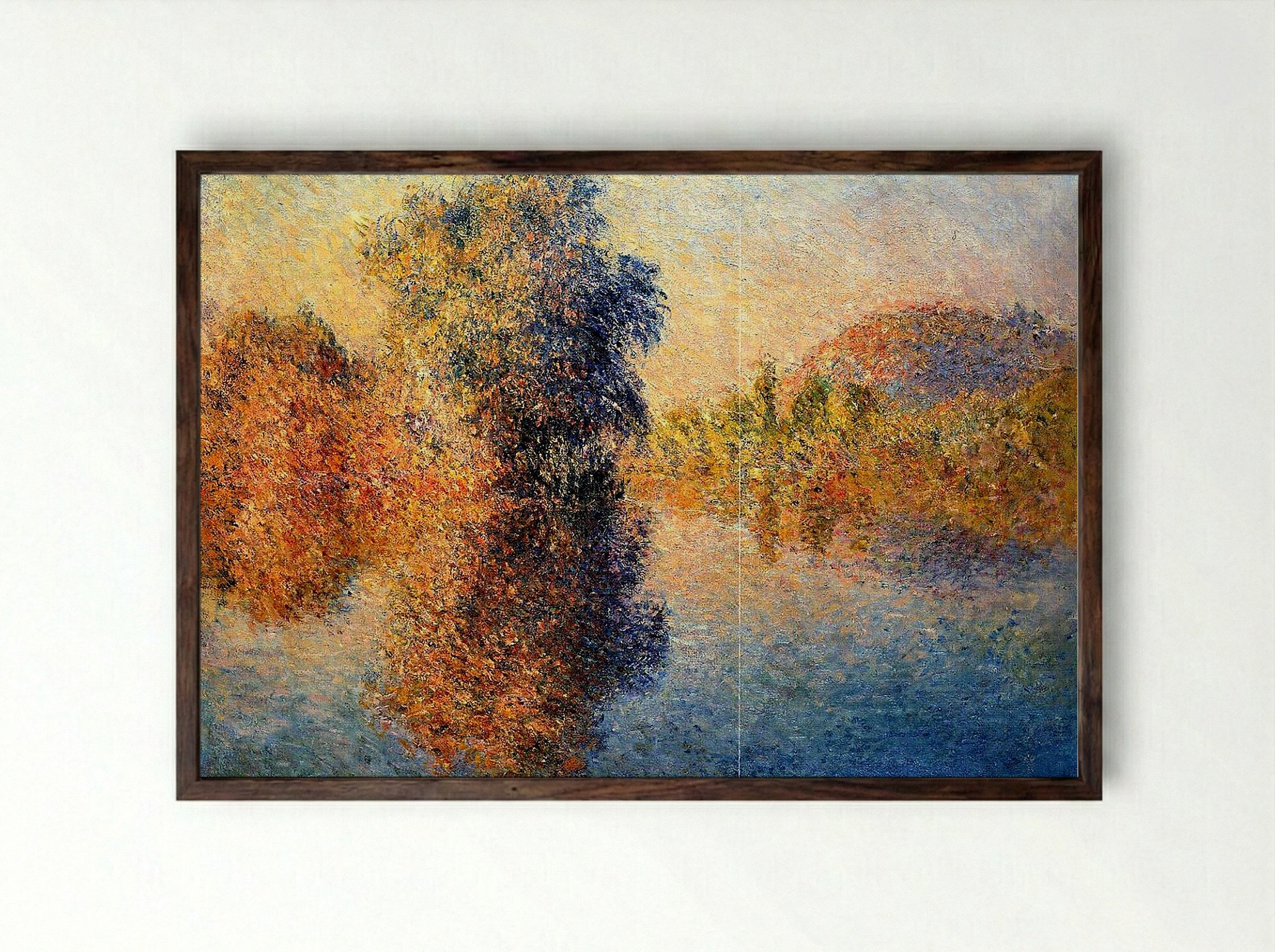 Morning on the Seine - Claude Monet - Framed Print Dark Wood