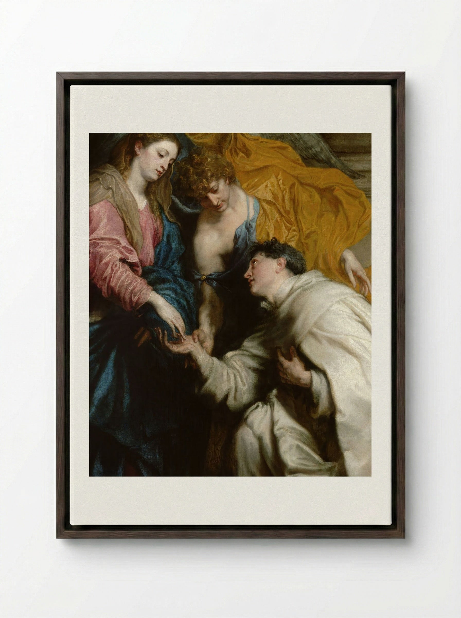 The Vision of the Blessed Hermann Joseph - Anthony van Dyck - Framed Canvas Dark Wood