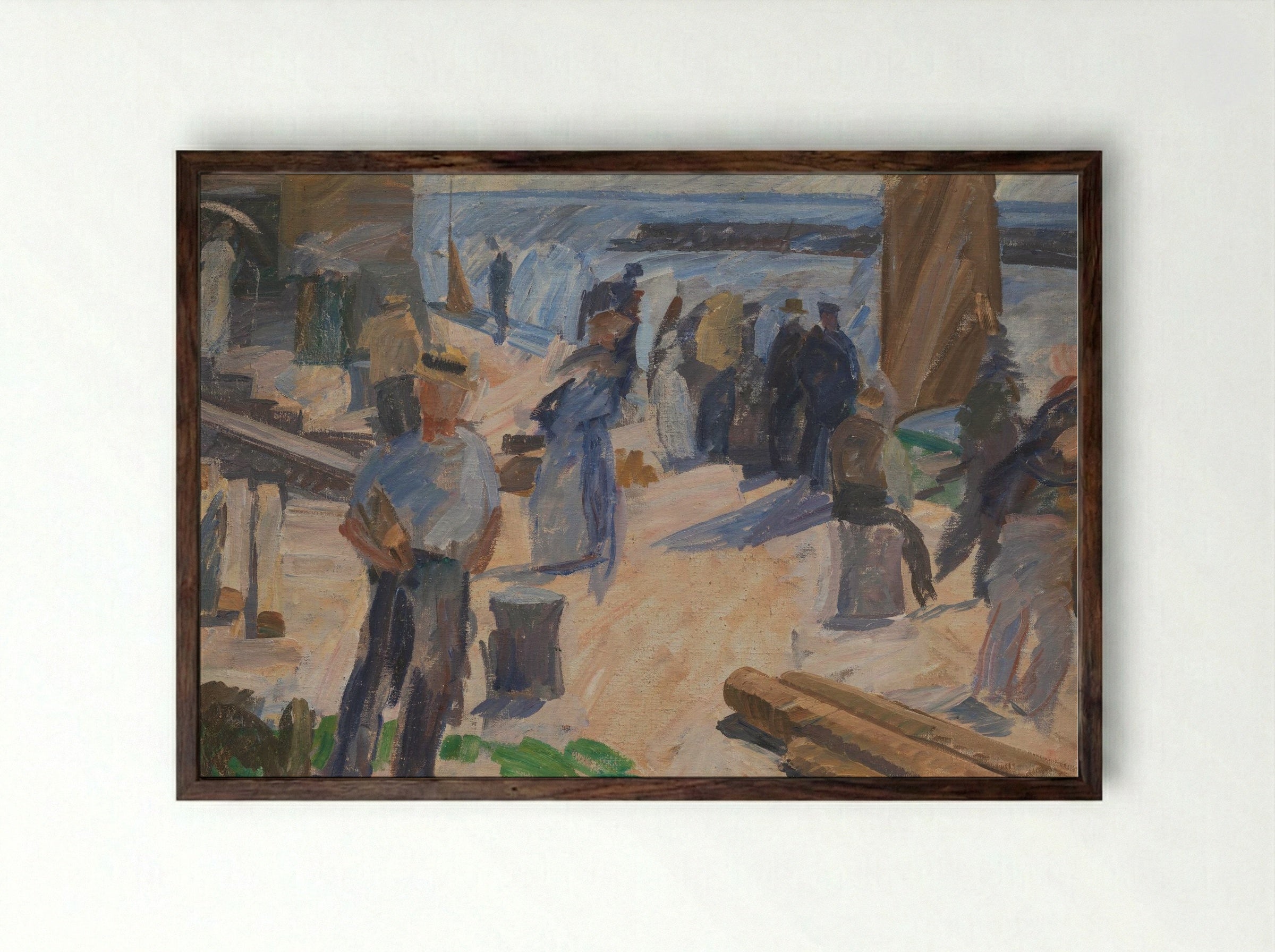 The Mail Boat is Coming, Christianshavn - Edvard Weie - Framed Print Dark Wood