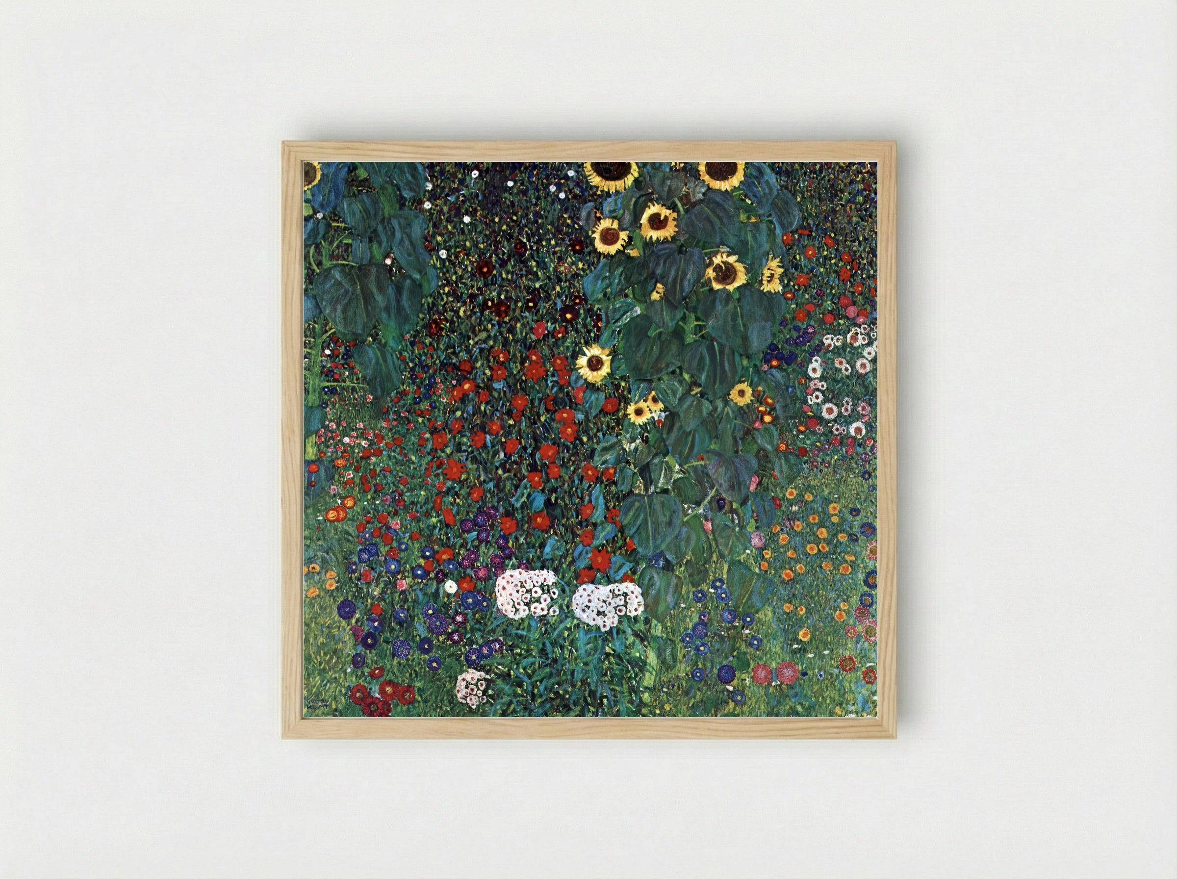 Country Garden with Sunflowers - Gustav Klimt - Framed Print Wood