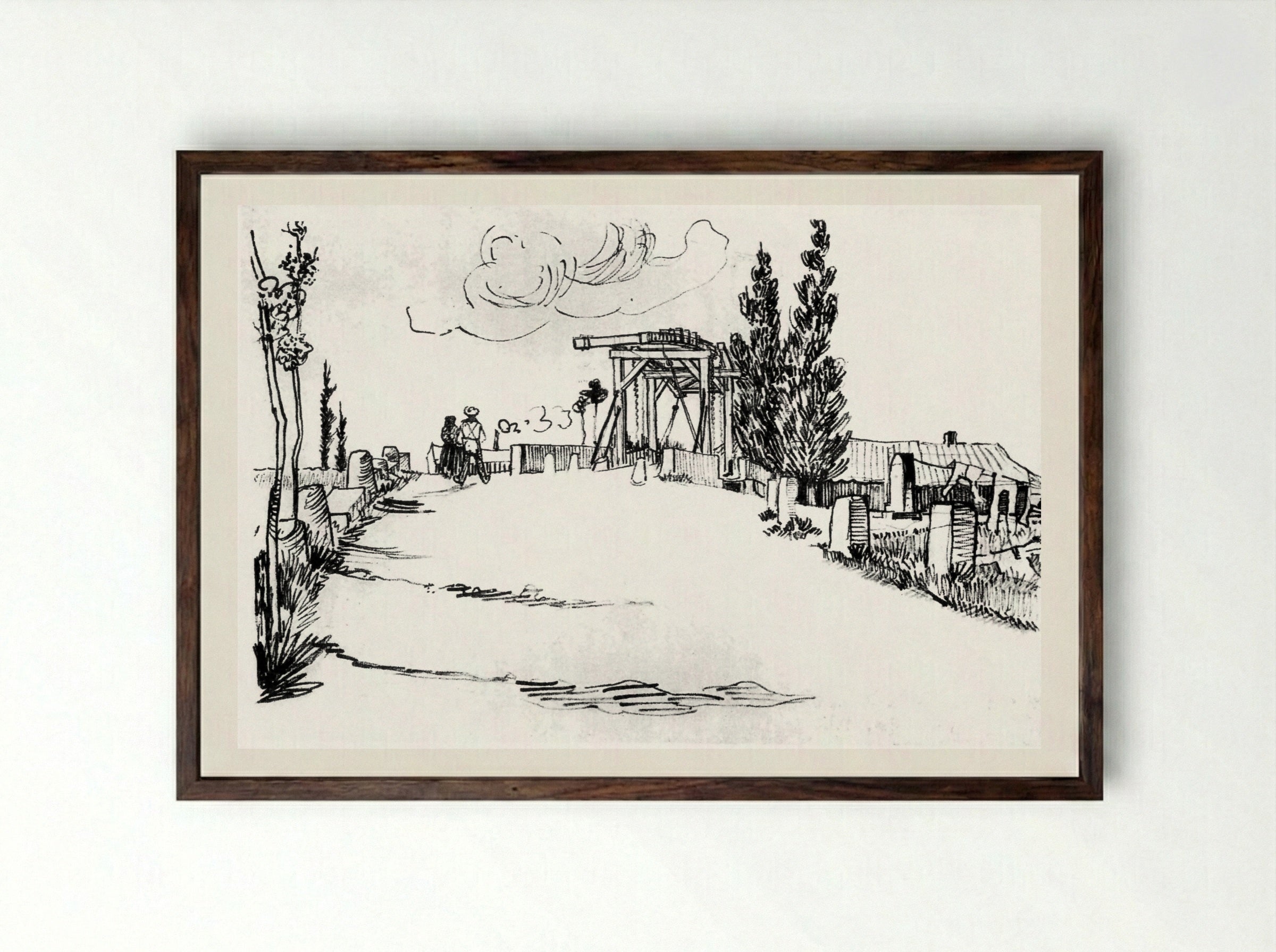 The Langlois Bridge at Arles - Vincent van Gogh - Framed Print Dark Wood