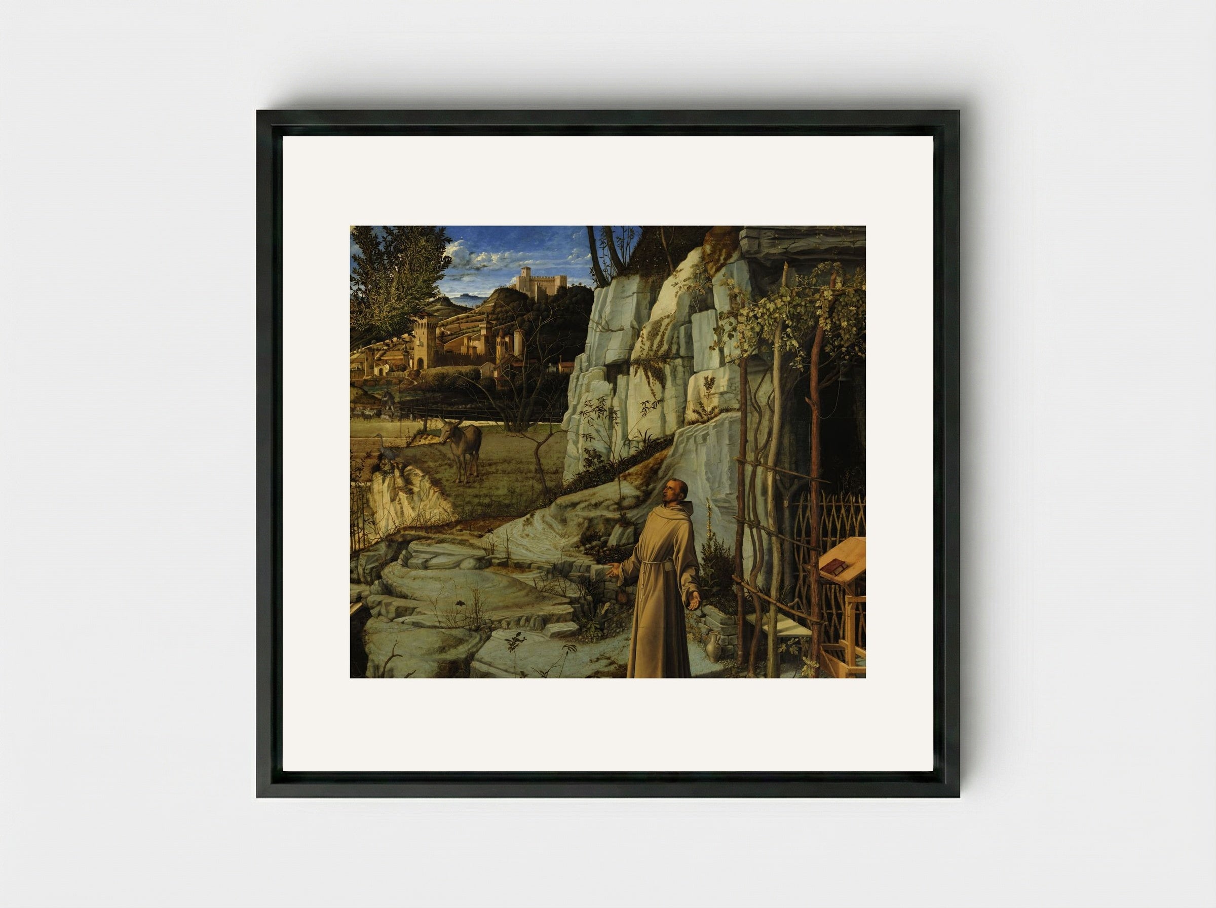 Saint Francis in the Desert - Giovanni Bellini - Framed Canvas Black