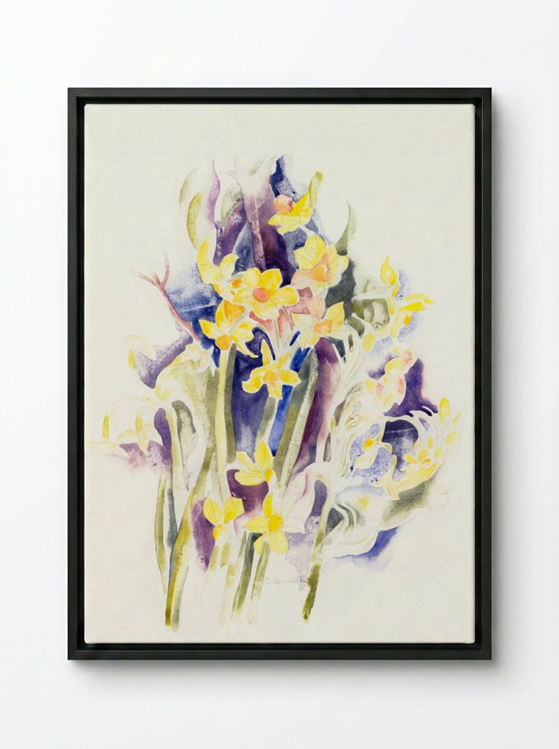 Small Daffodils - Charles Demuth - Framed Canvas Black