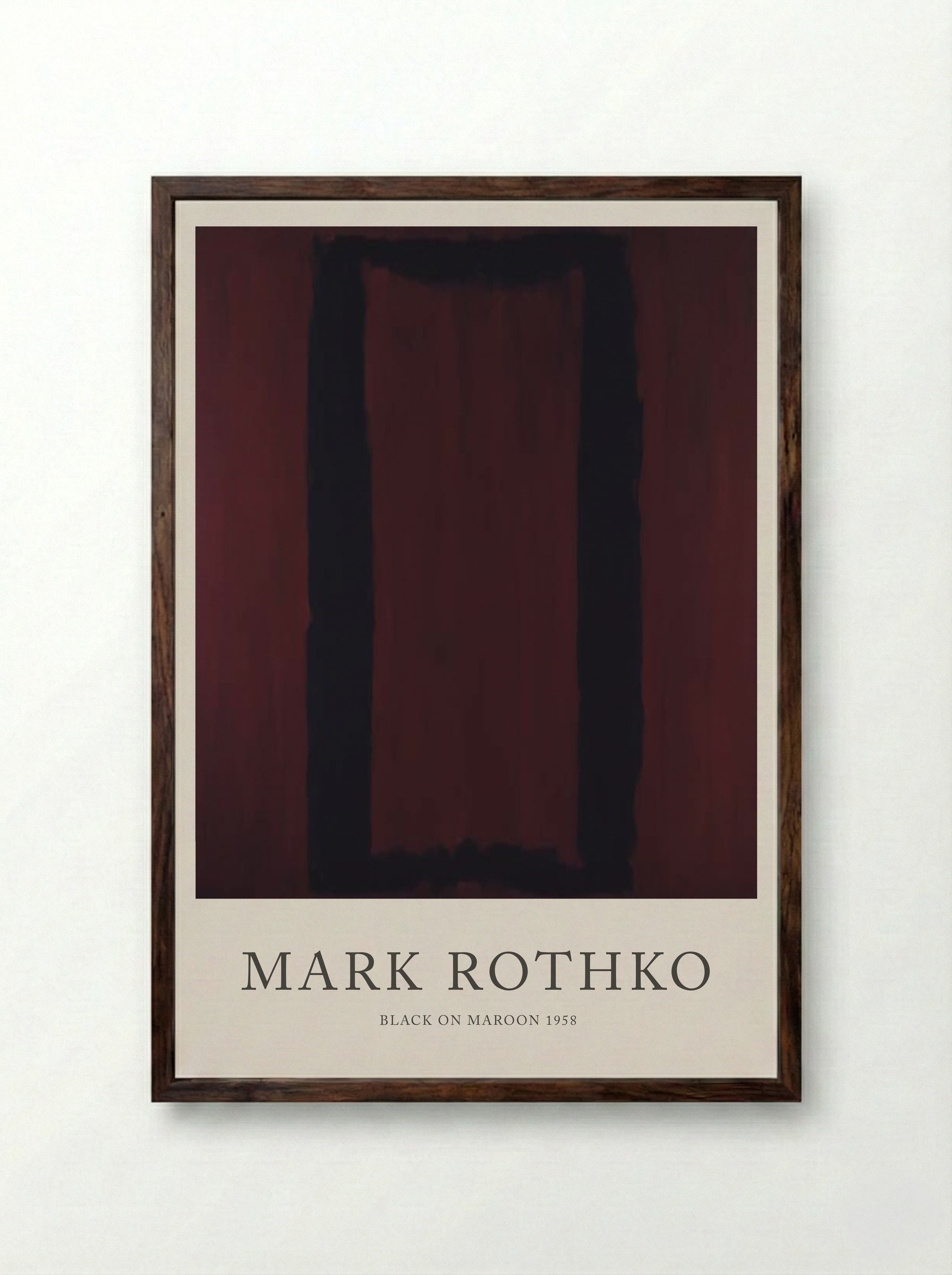 Black on Maroon - Mark Rothko - Framed Print Dark Wood