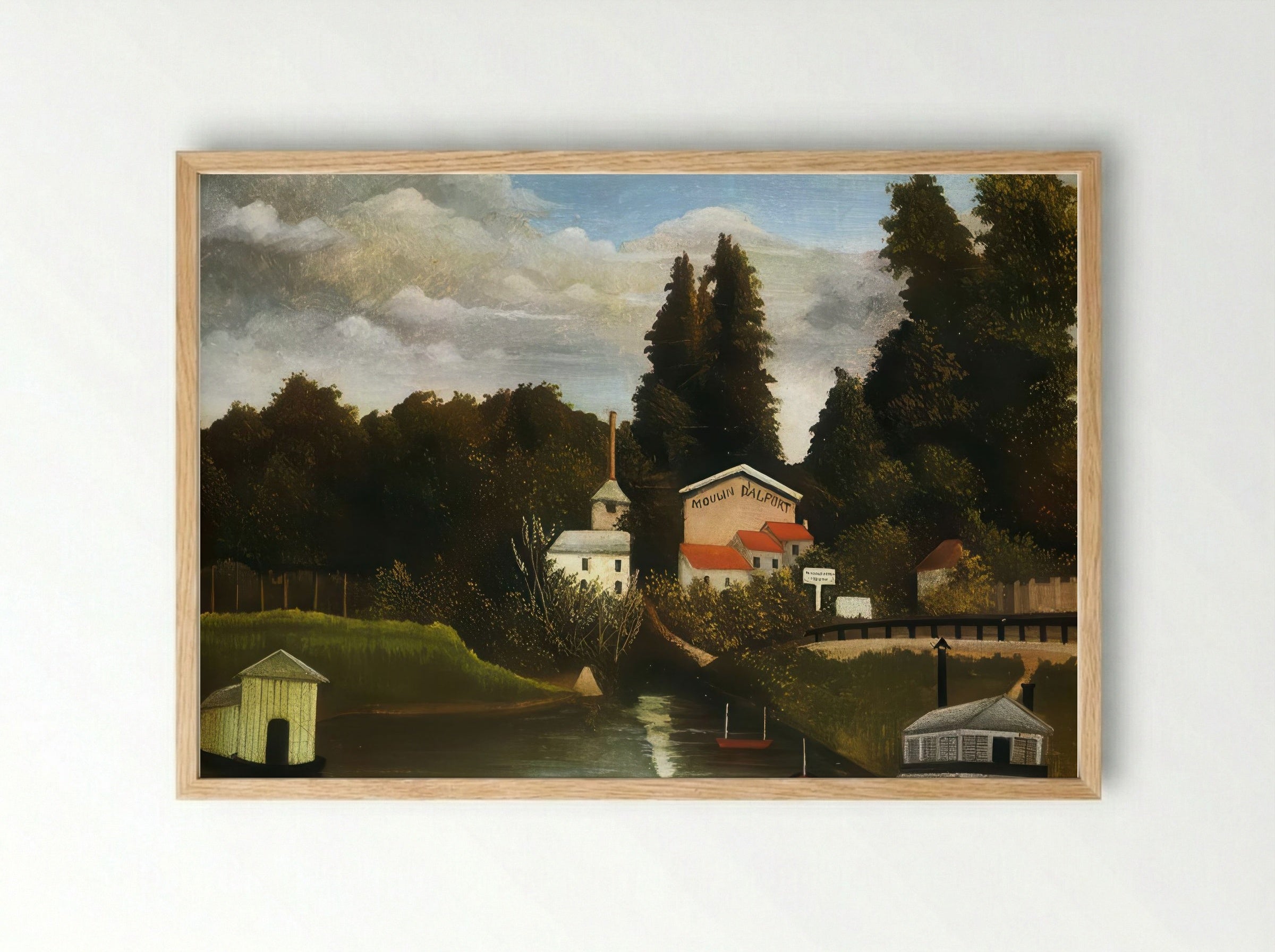 The Mill by Henri Rousseau – Naïve Art Village Landscape Print - Framed Print Wood