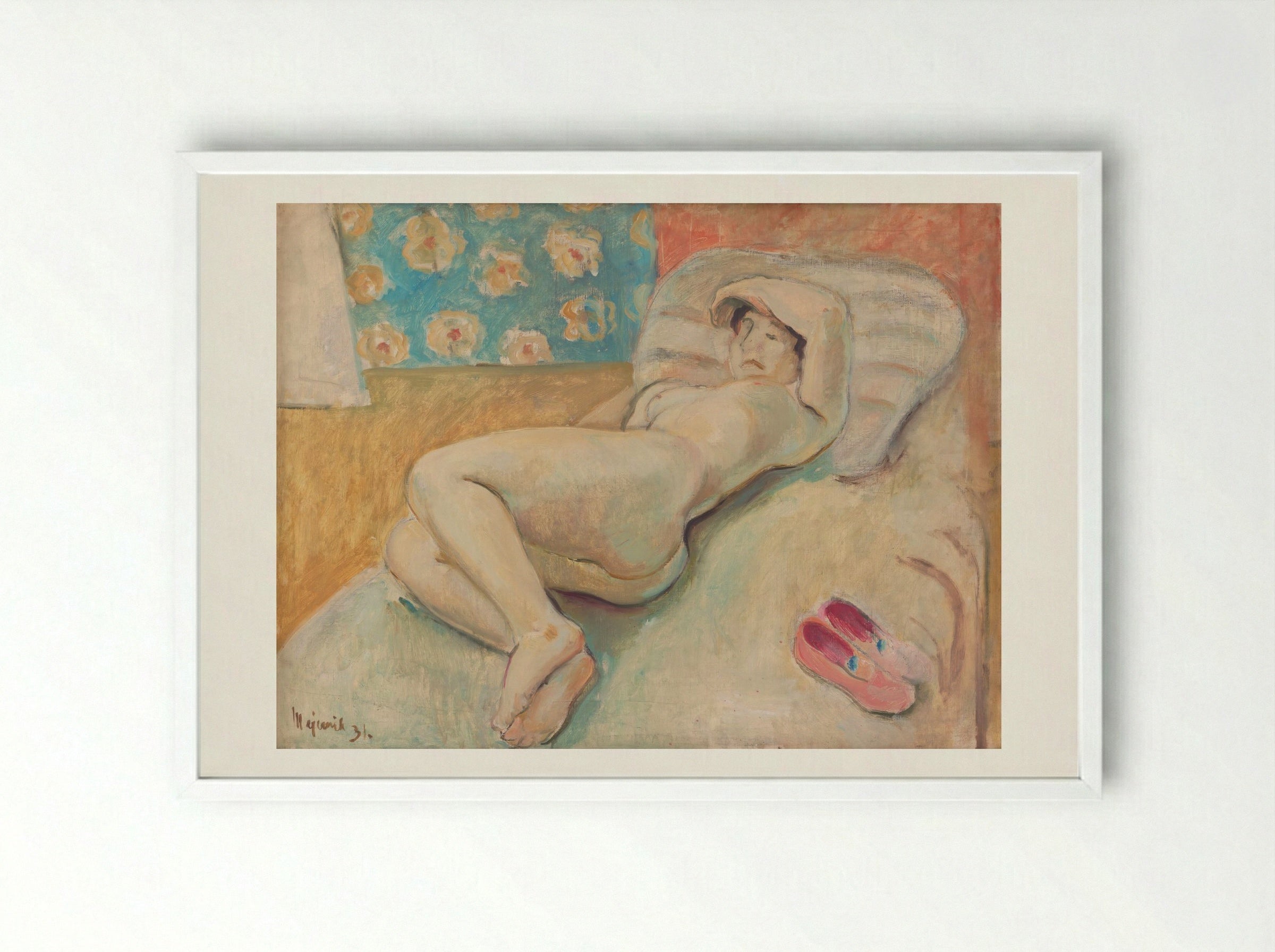 Resting Woman - Cyprián Majerník - Framed Print White
