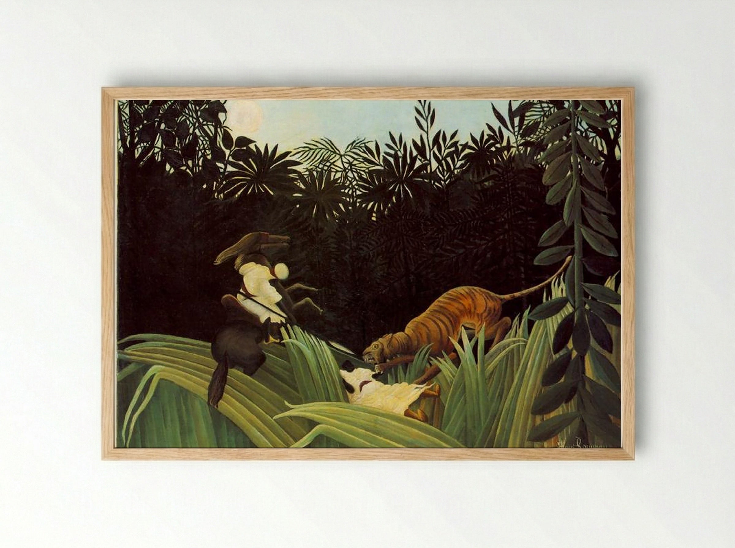Scout Attacked by a Tiger - Henri Rousseau - Framed Print Wood