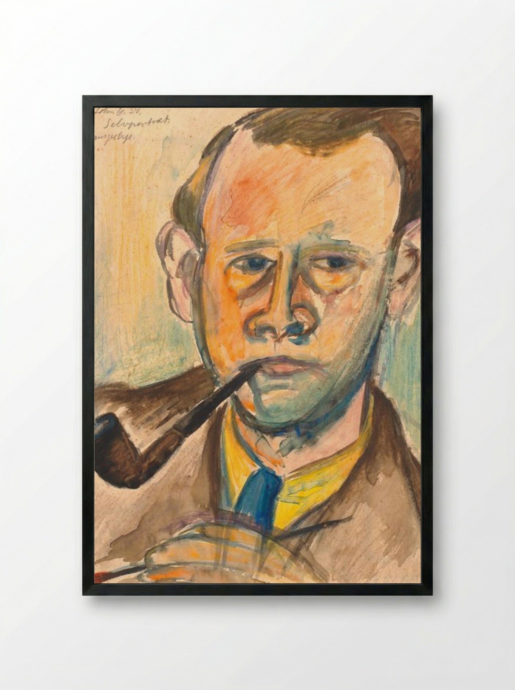 Self-portrait in Lamplight - John Christensen - Framed Print Black