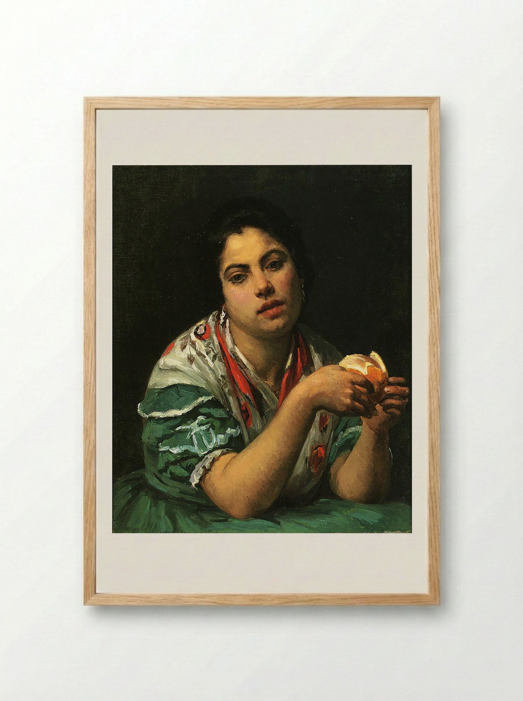Peasant Woman Peeling an Orange - Mary Cassatt - Framed Print Wood