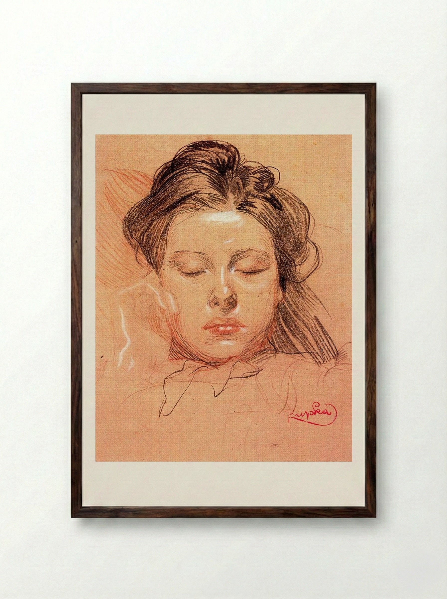 Sleeping Face - František Kupka - Framed Print Dark Wood
