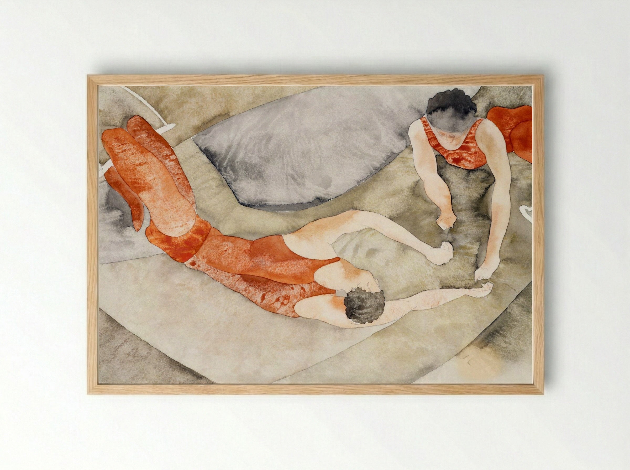 Two Trapeze Performers in Red - Charles Demuth - Framed Print Wood