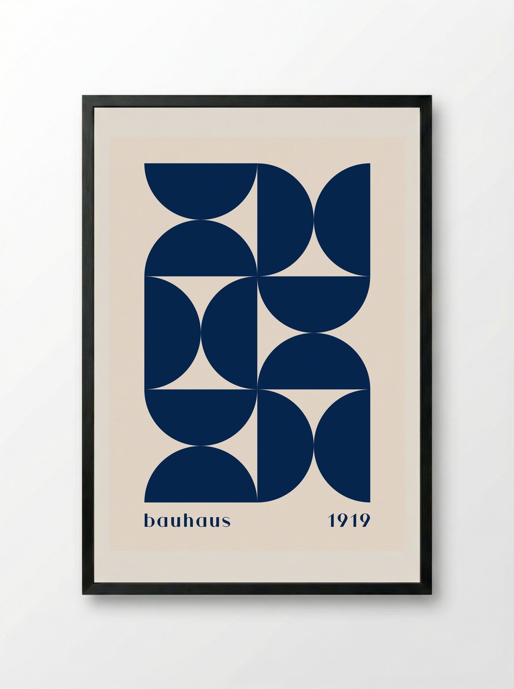 Bauhaus Geometrika (1919) in Deep Blue - Framed Print Black