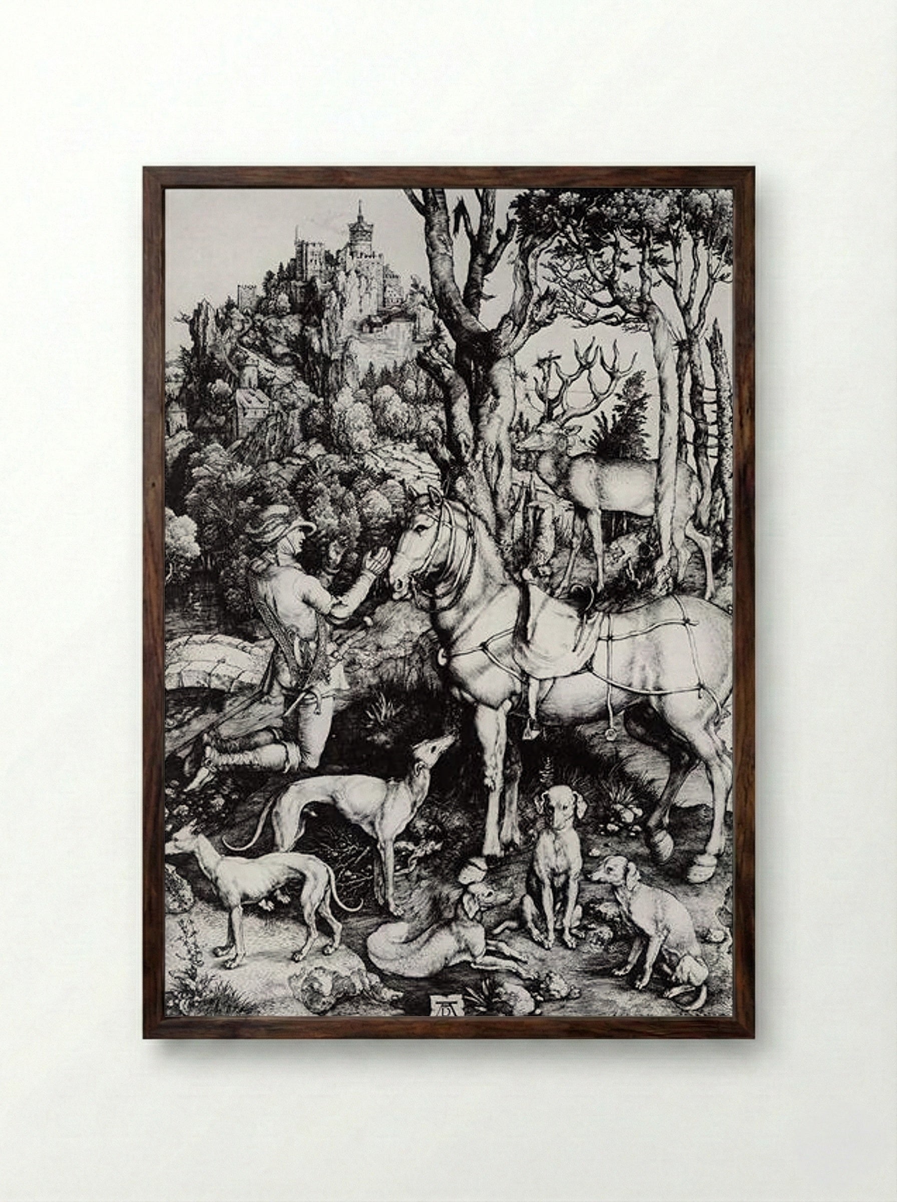 Saint Eustace - Albrecht Dürer - Framed Print Dark Wood