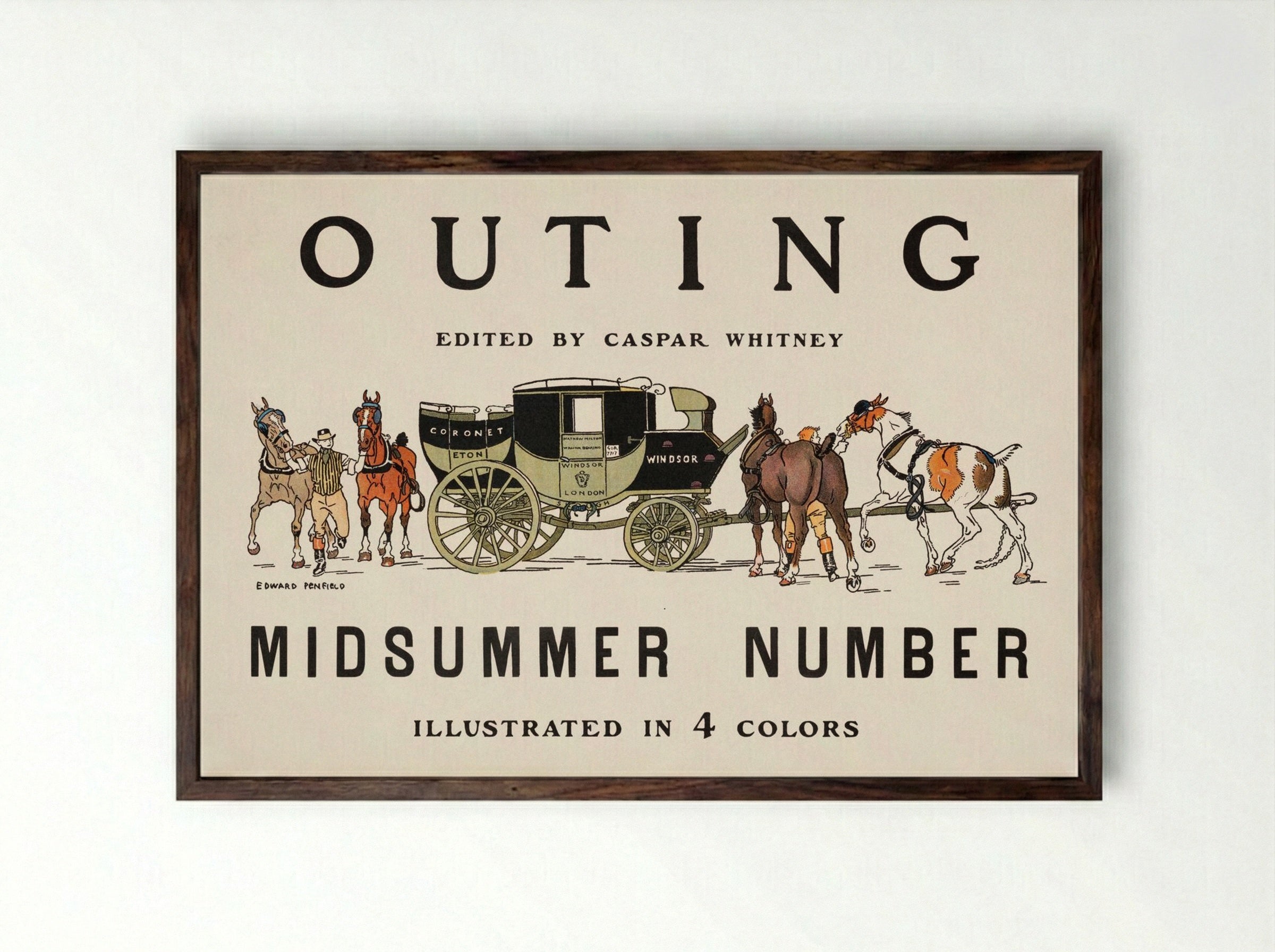 Outing, Midsummer Number - Edward Penfield - Framed Print Dark Wood