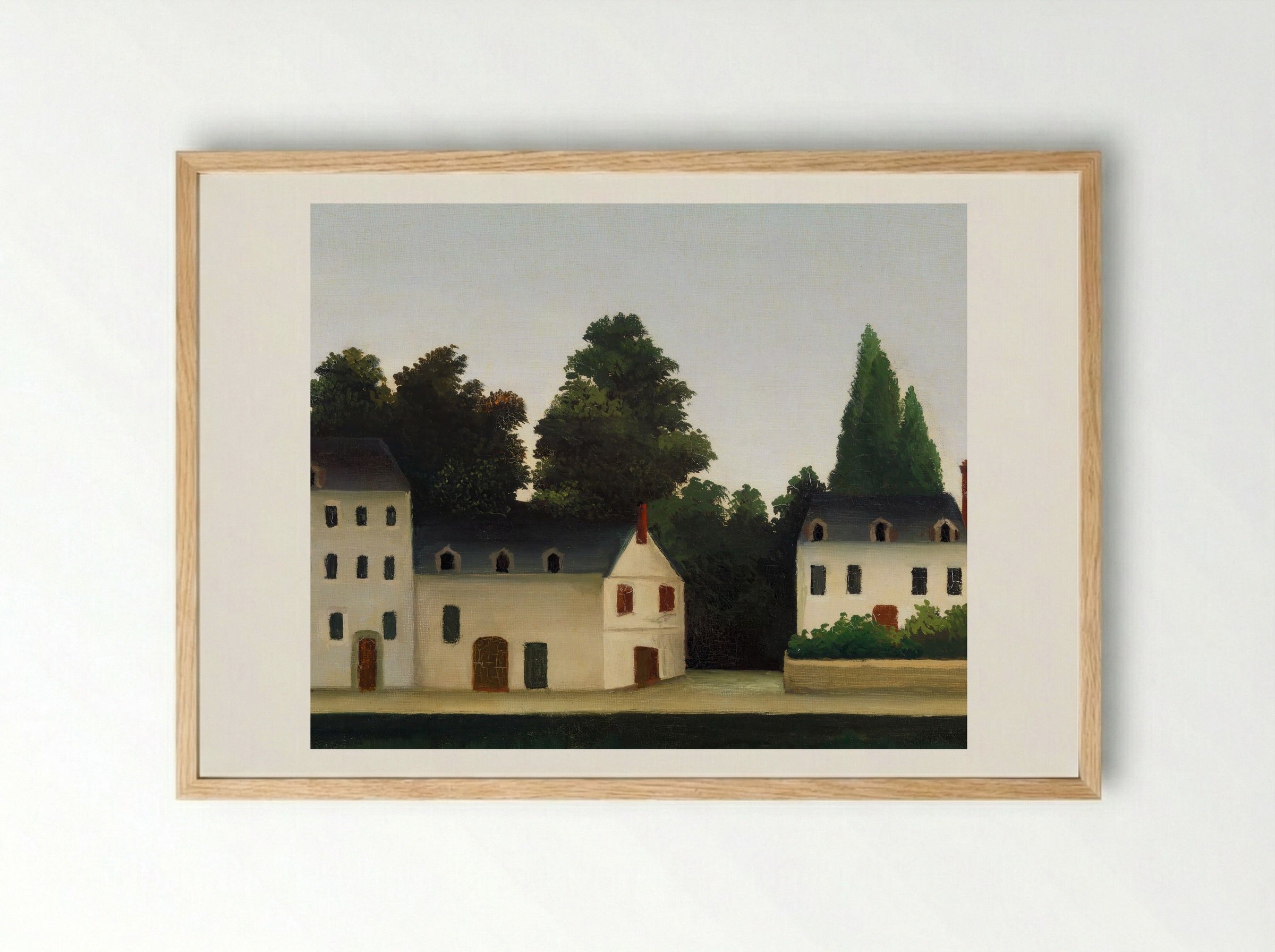 Landscape and Four Fishermen - Henri Rousseau - Framed Print Wood