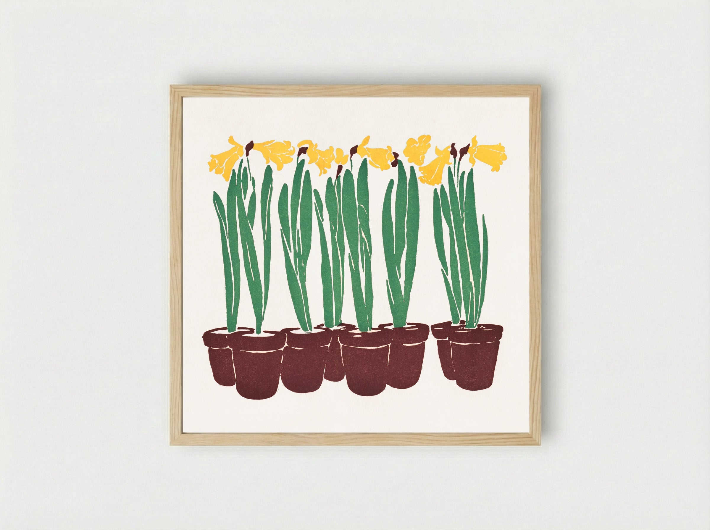 Daffodils in Pots - Edward Penfield - Framed Print Wood