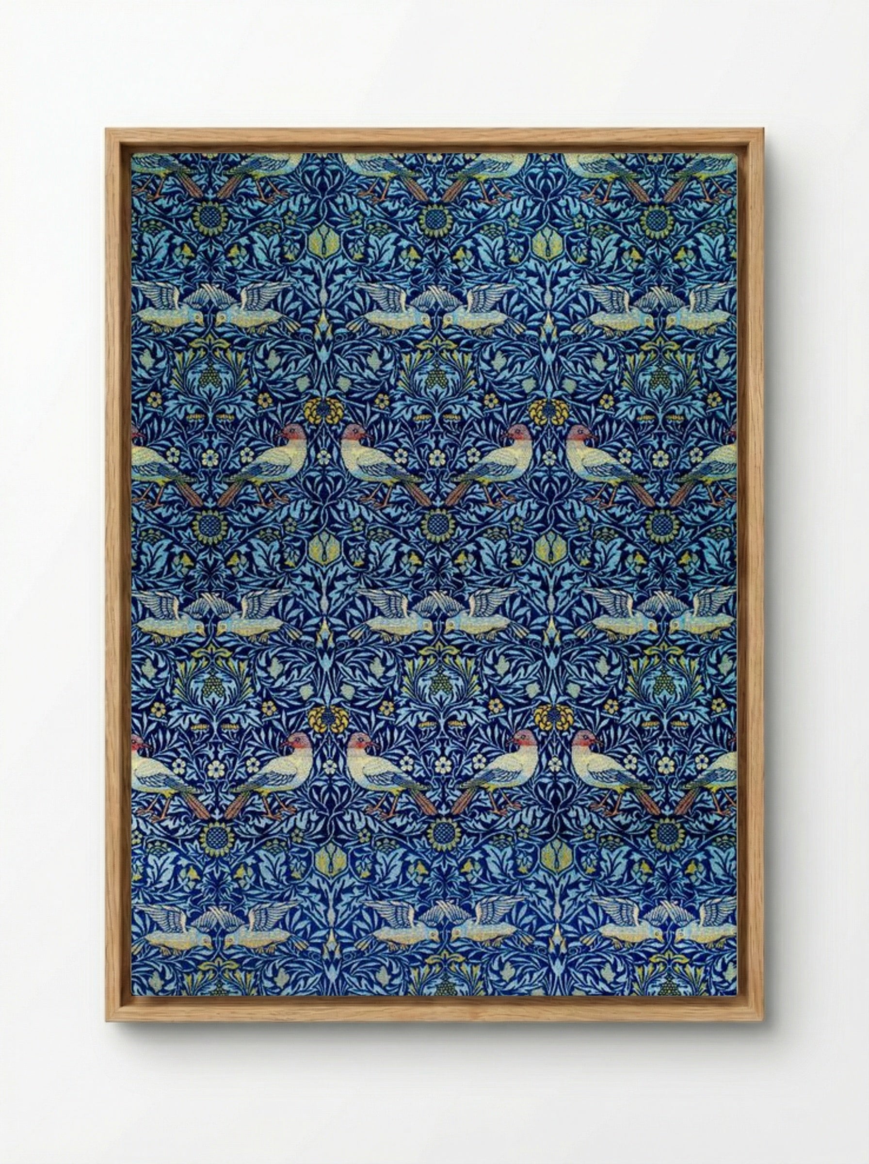 Bird (Wool Curtain Fabric Design) - William Morris - Framed Canvas Wood