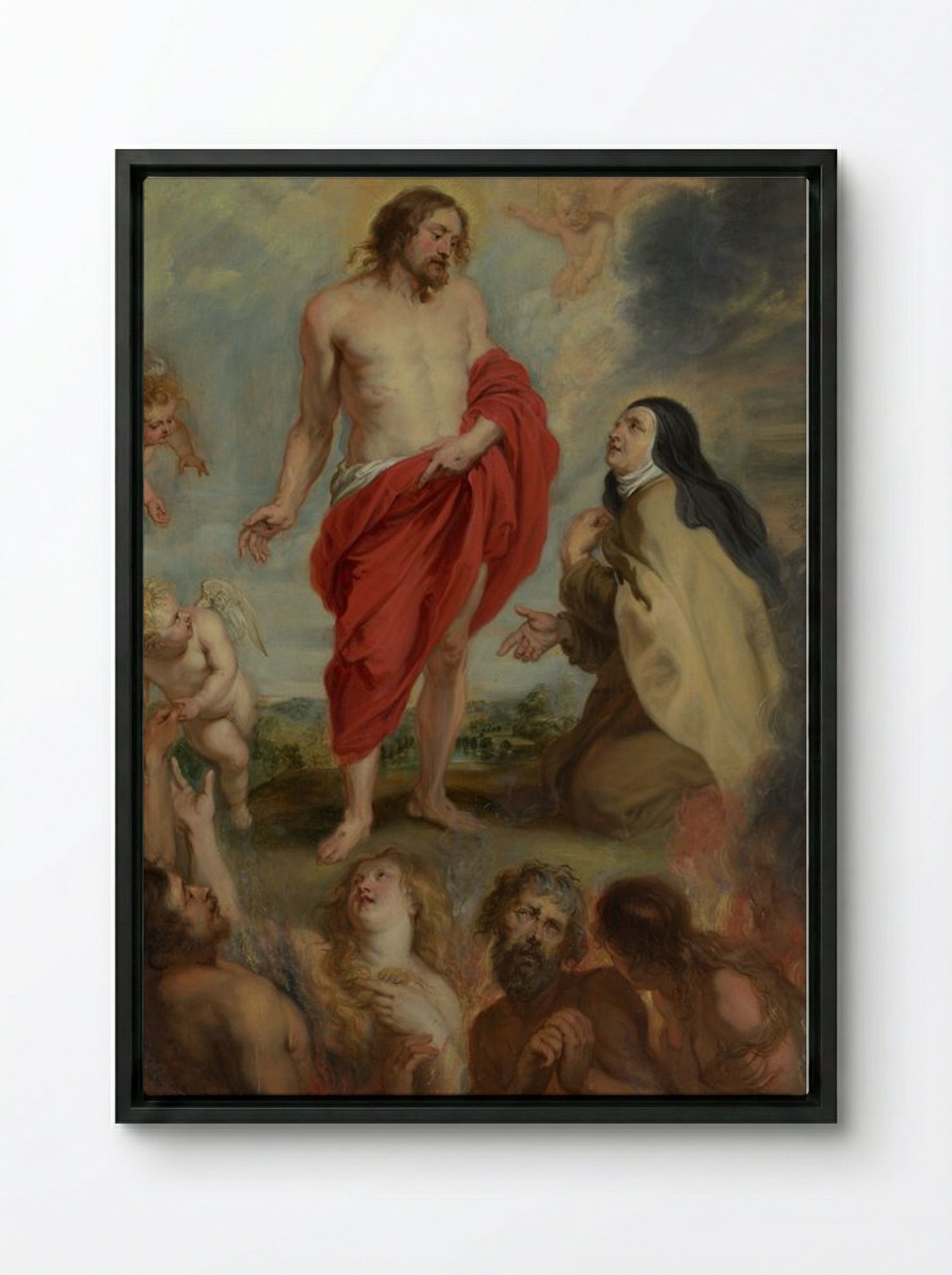 Saint Teresa of Ávila Interceding for Souls in Purgatory - Peter Paul Rubens - Framed Canvas Black