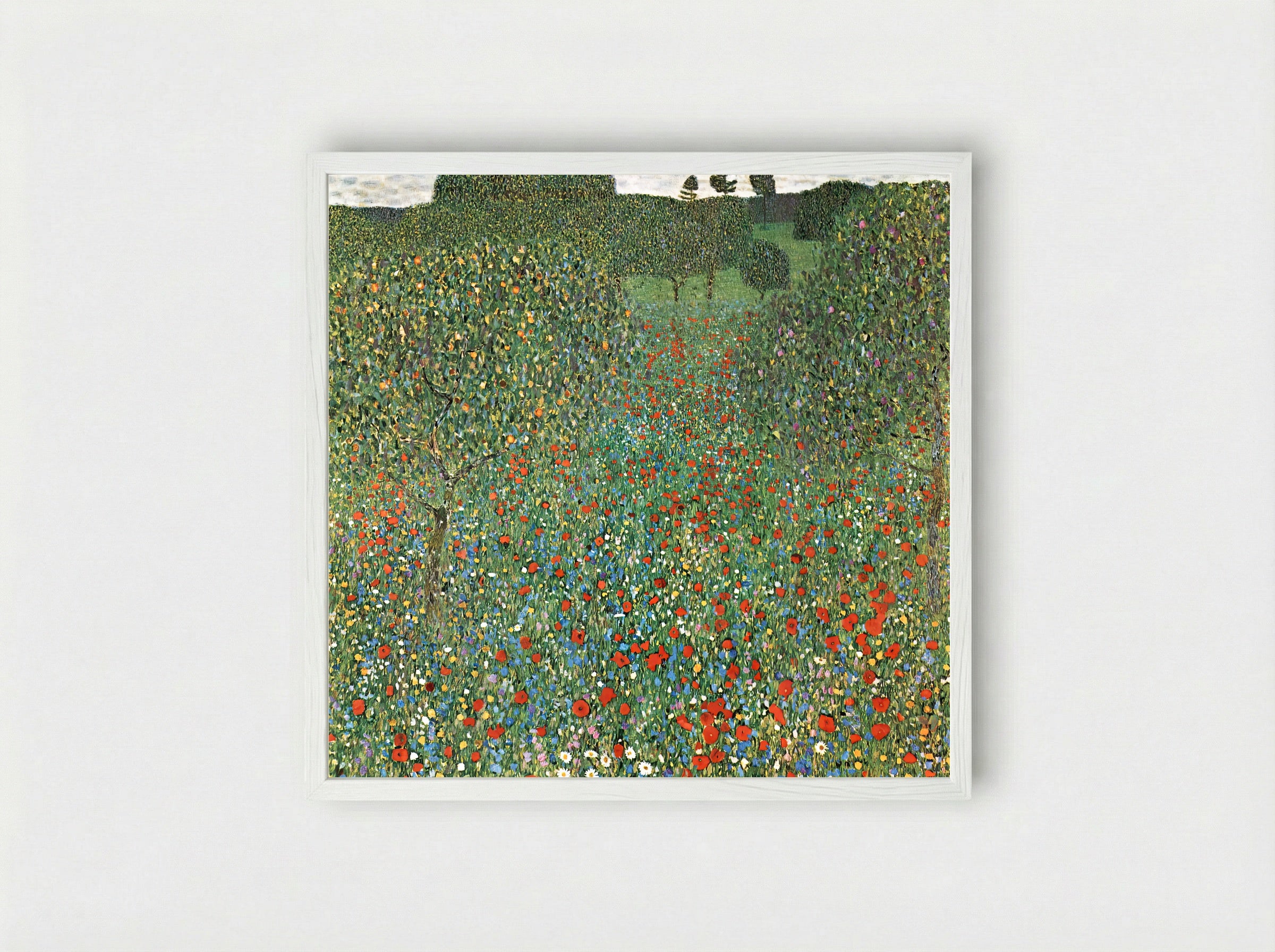 Poppy Field - Gustav Klimt - Framed Print White