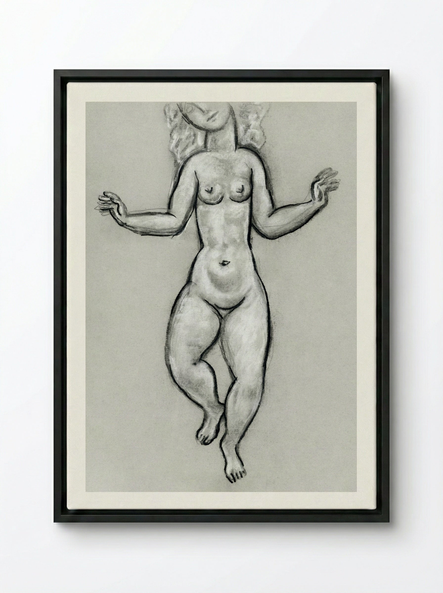 Dancing Naked Woman - Leo Gestel - Framed Canvas Black
