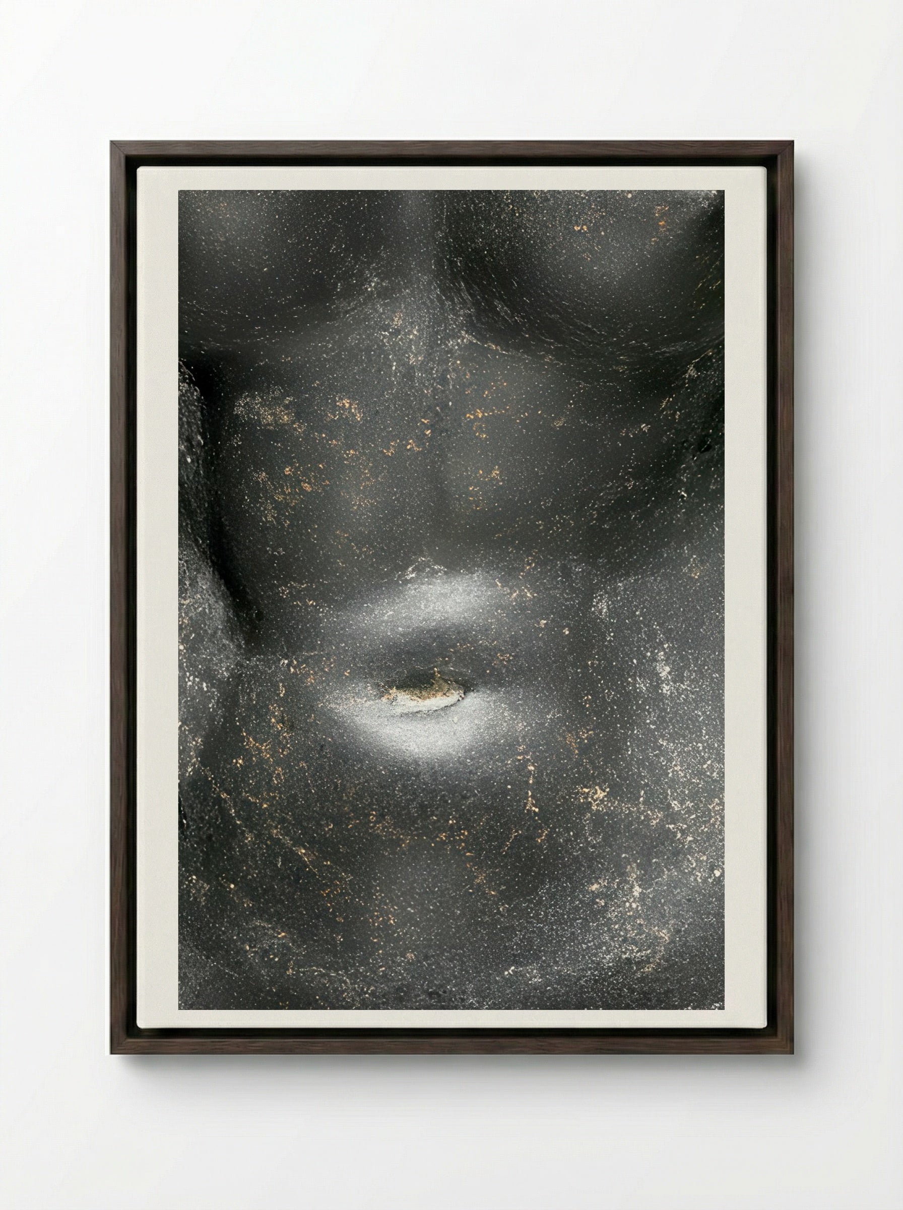 Torso of Aphrodite (Basalt Sculpture) - Fine Art Print - Framed Canvas Dark Wood