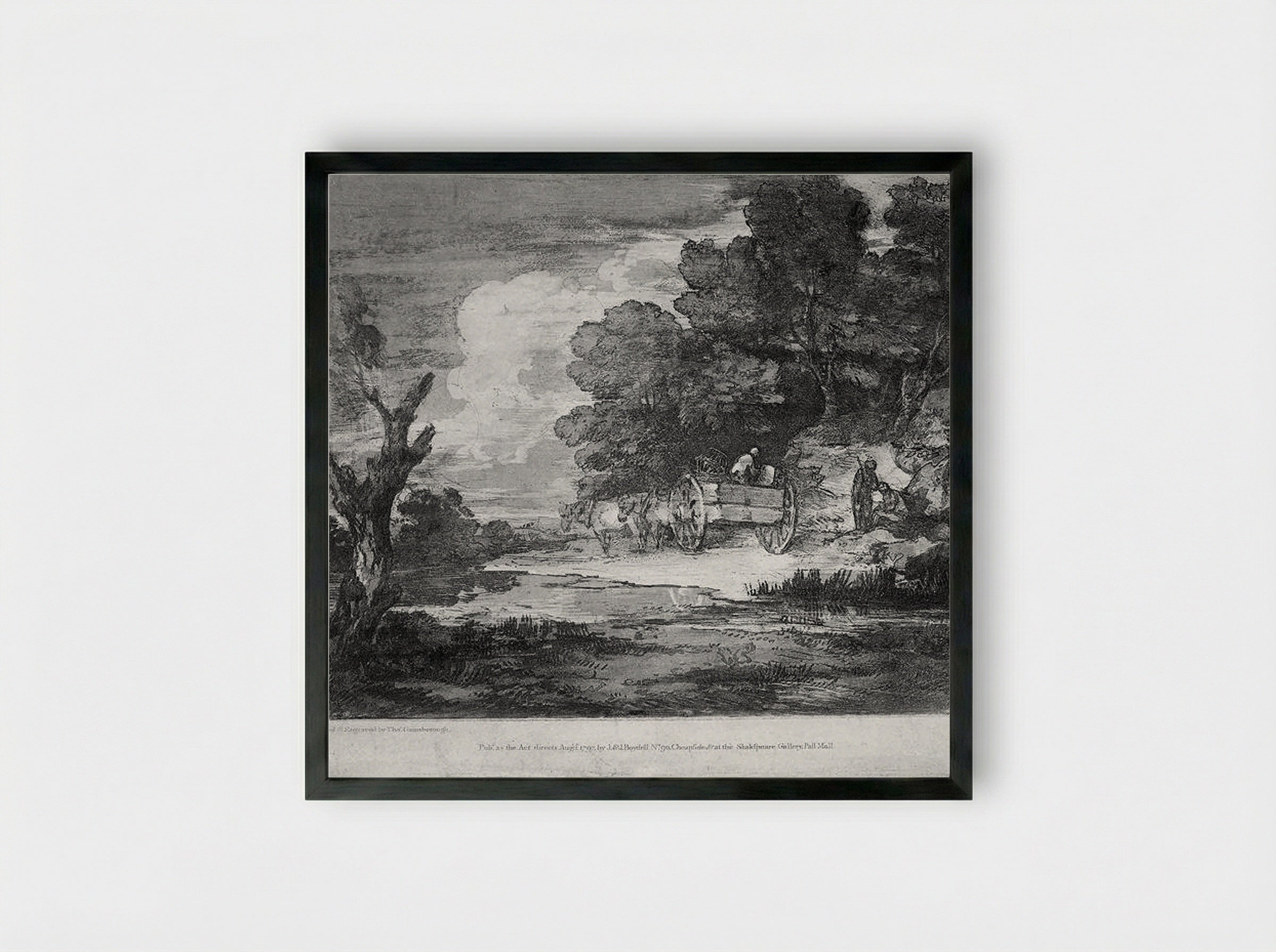 Landscape with Cart and Figures - Thomas Gainsborough - Framed Print Black