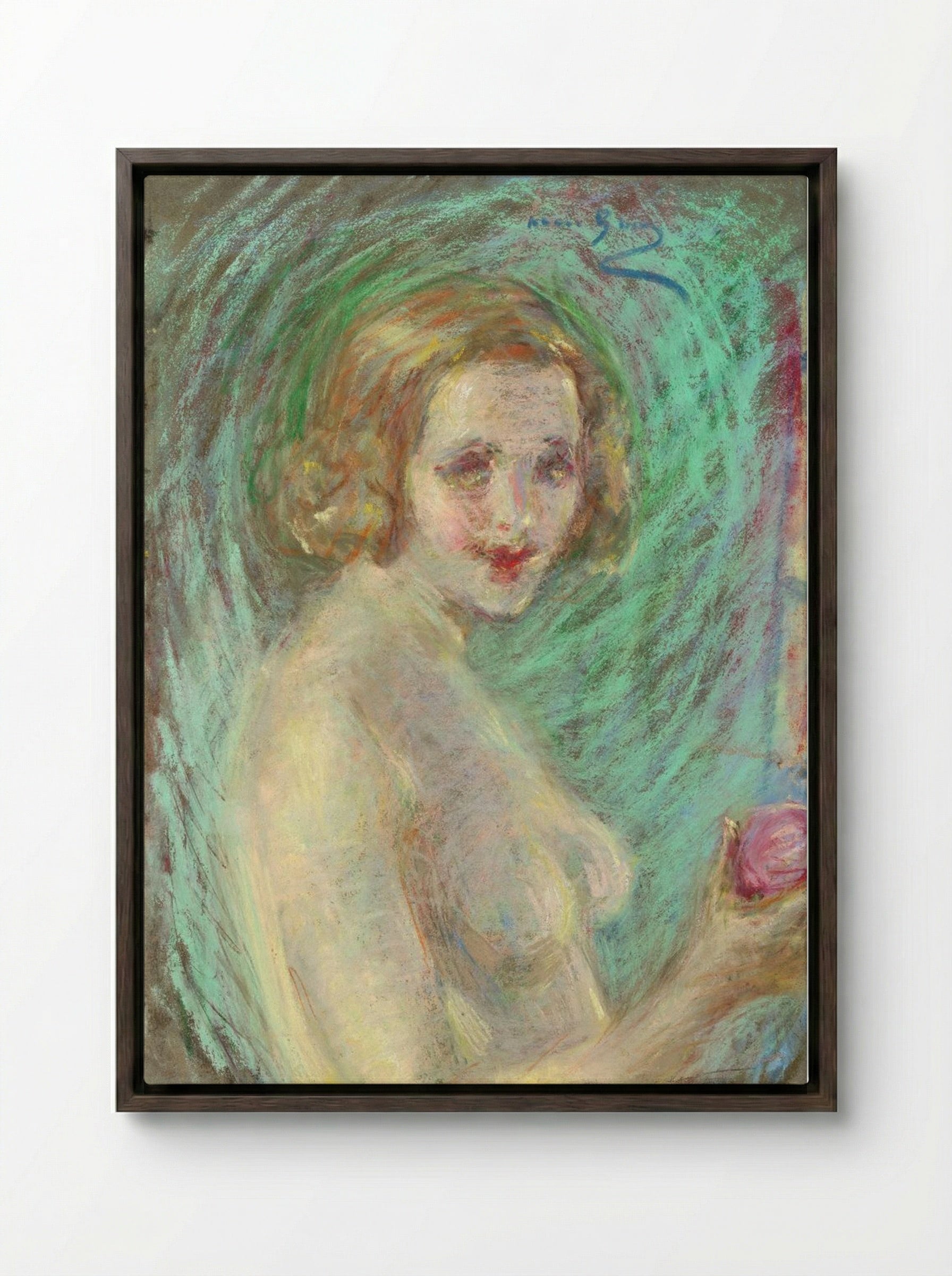 Nude with Fruit - Alice Pike Barney - Framed Canvas Dark Wood
