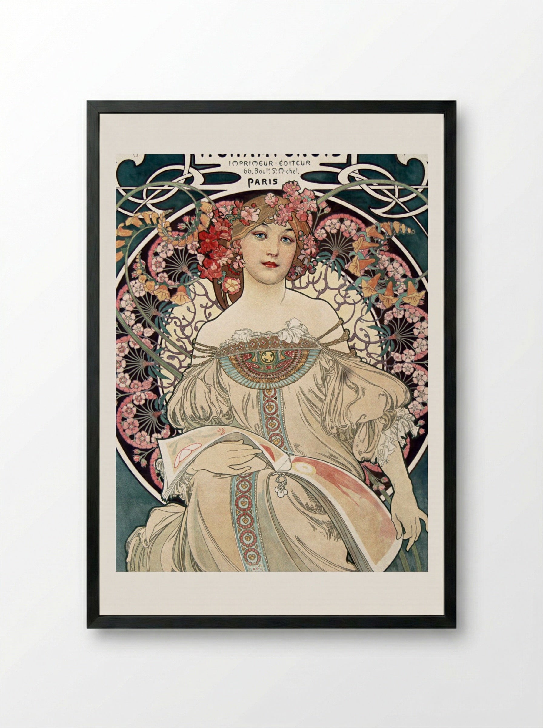 F. Champenois Imprimeur-Éditeur - Alphonse Mucha - Framed Print Black