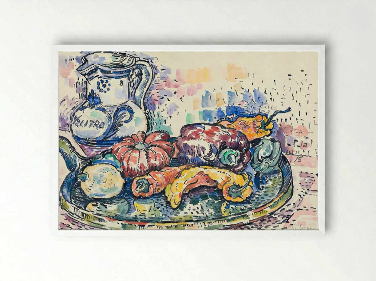 Still Life with Jug - Paul Signac - Framed Print White