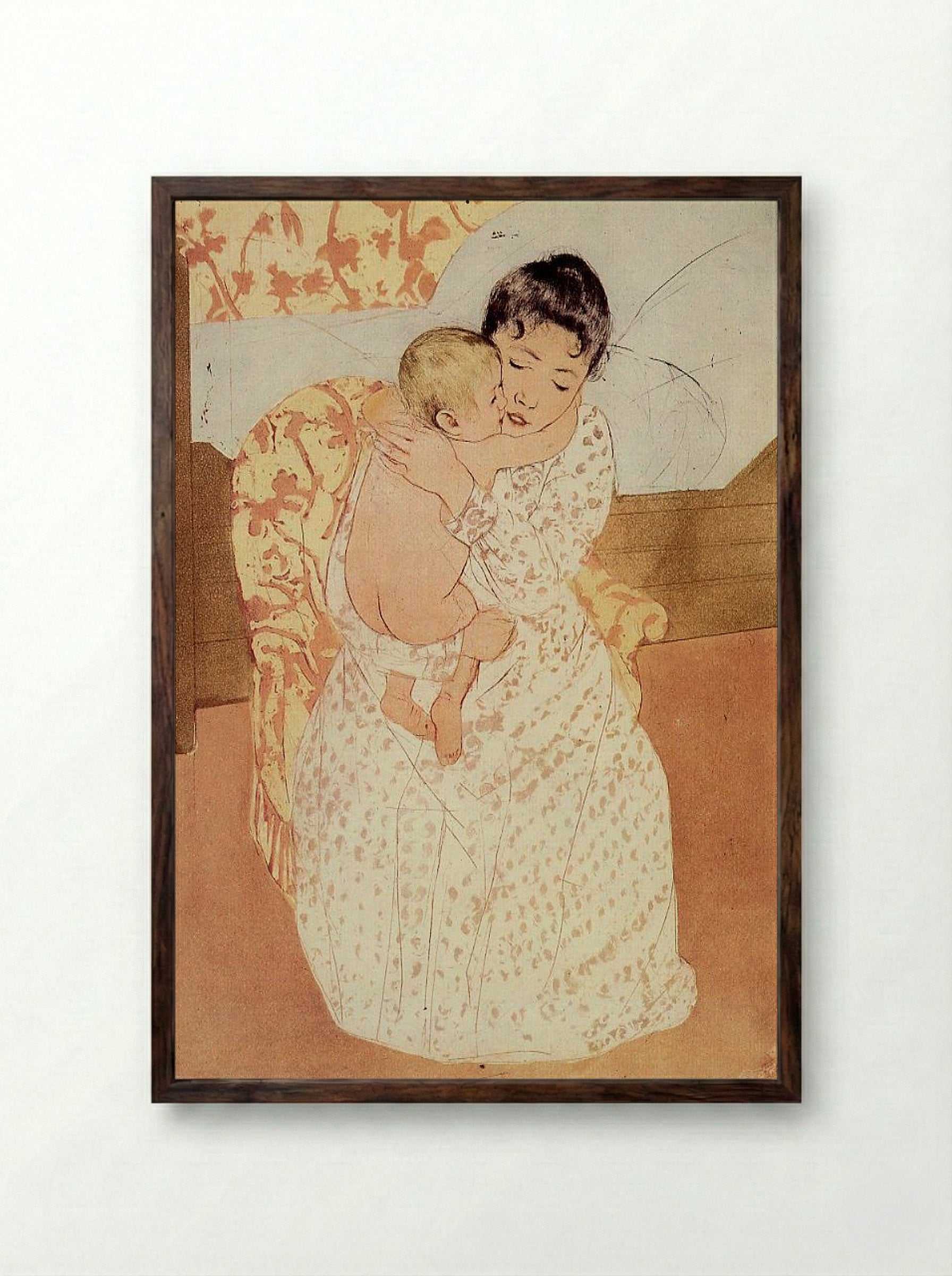 Mother and Child (No. 3) - Mary Cassatt - Framed Print Dark Wood