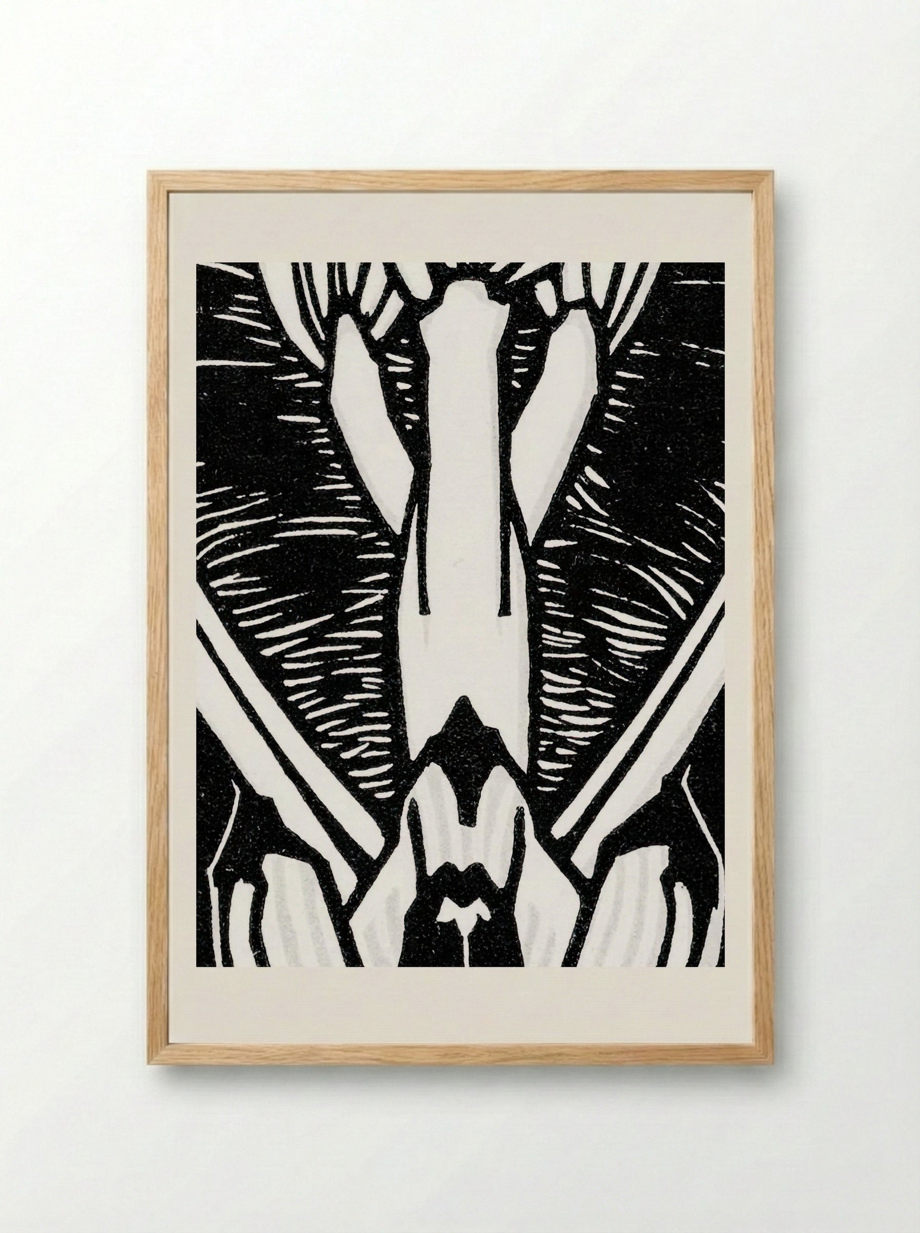 April (Floral Woodcut) - Julie de Graag - Framed Print Wood