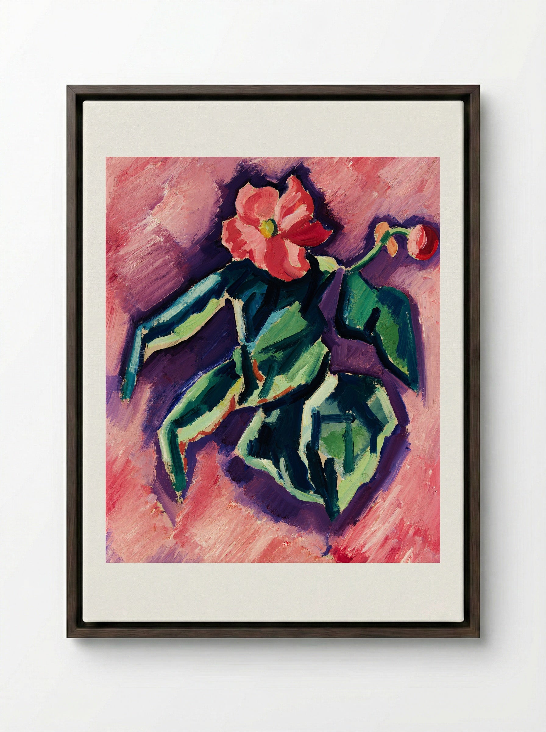 Pink Begonias - Marsden Hartley - Framed Canvas Dark Wood