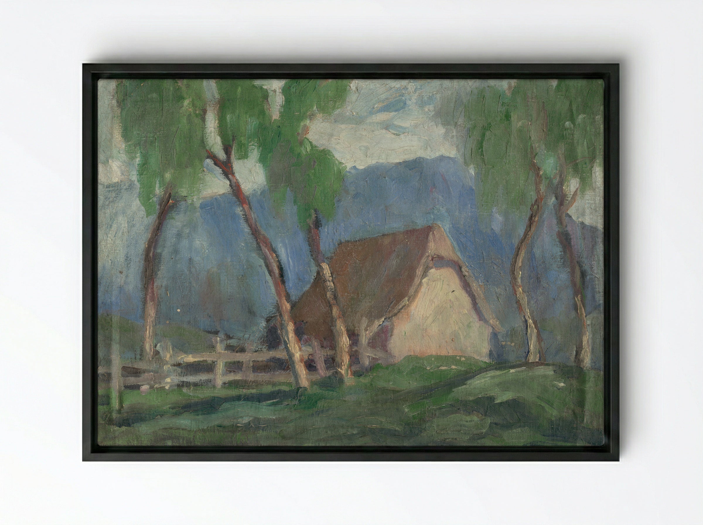 Landscape with Birches - Zolo Palugyay - Framed Canvas Black